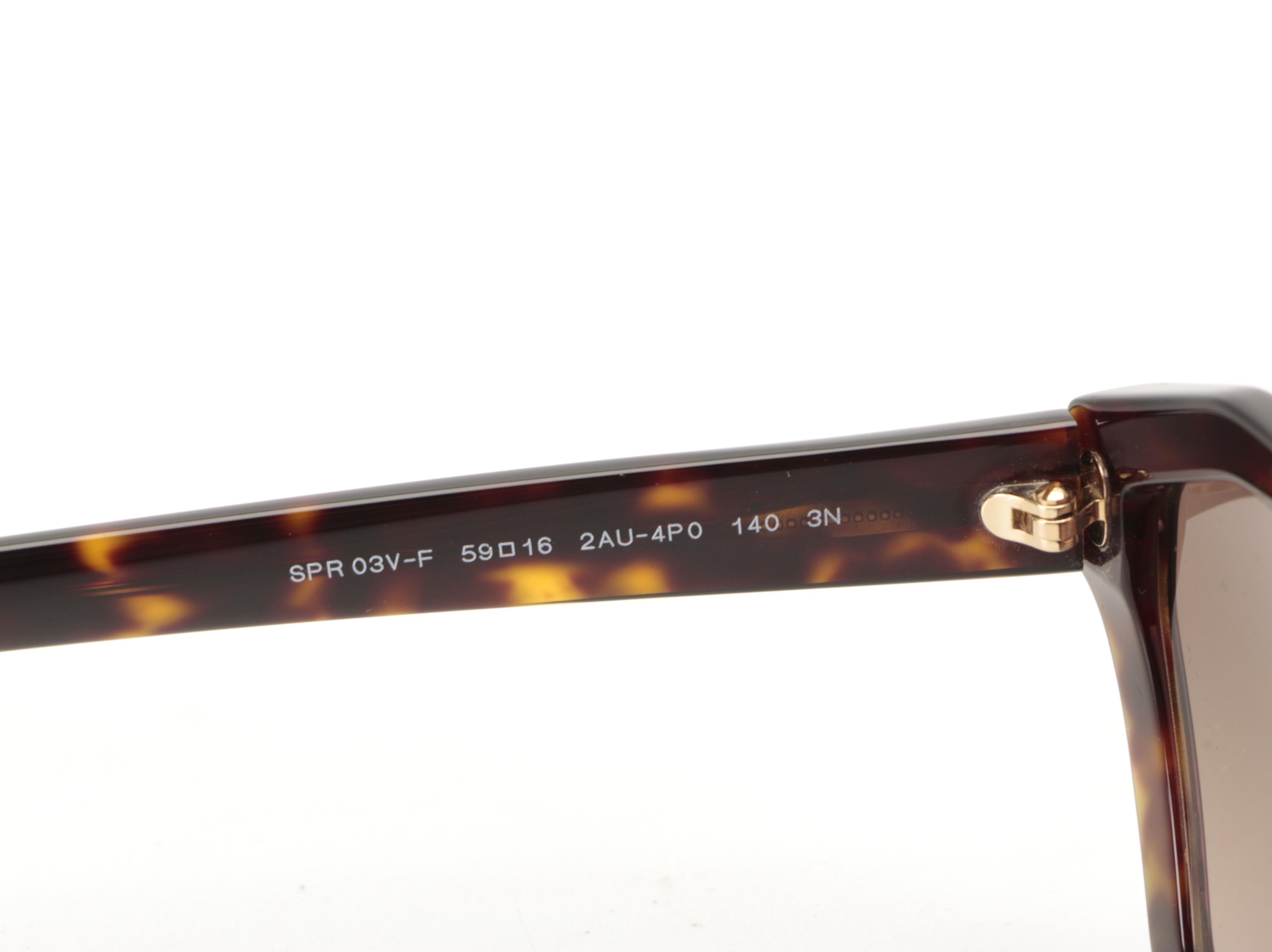 Prada SPR03V-F Geometric Sunglasses in Tortoise Acetate with Case and Box