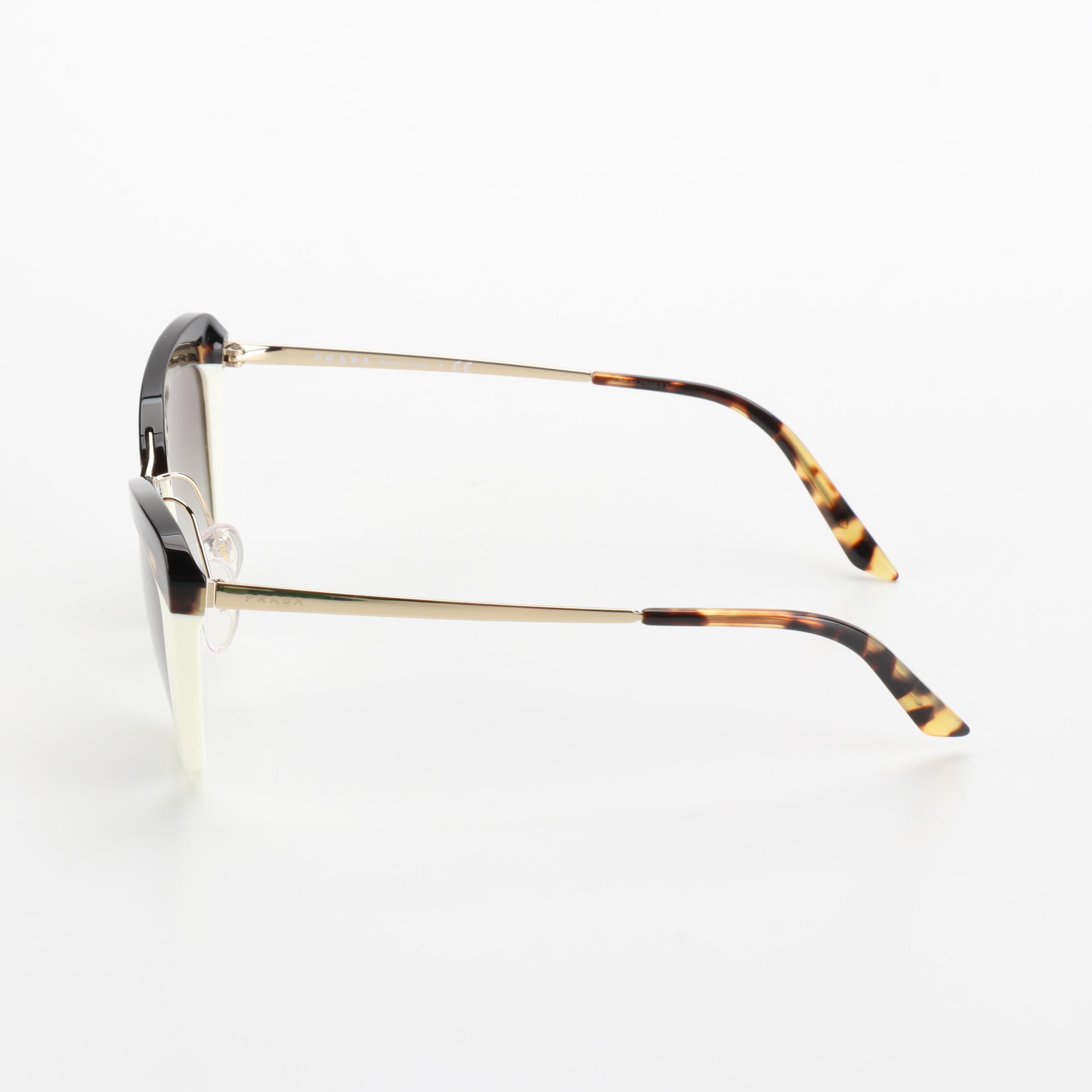 Prada SPR25X Multicolor Modified Cat Eye Havana Sunglasses with Box and Case