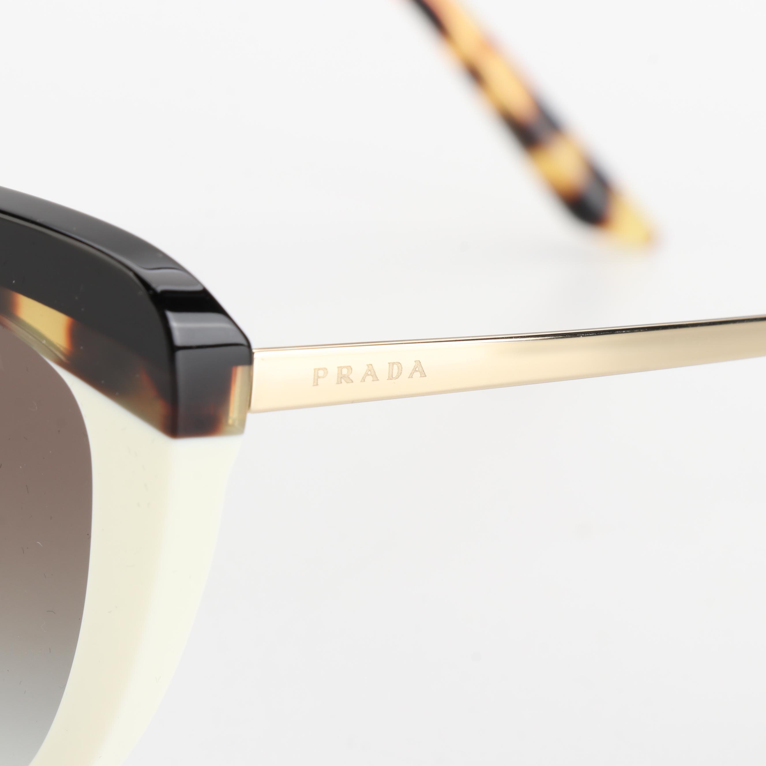 Prada SPR25X Multicolor Modified Cat Eye Havana Sunglasses with Box and Case