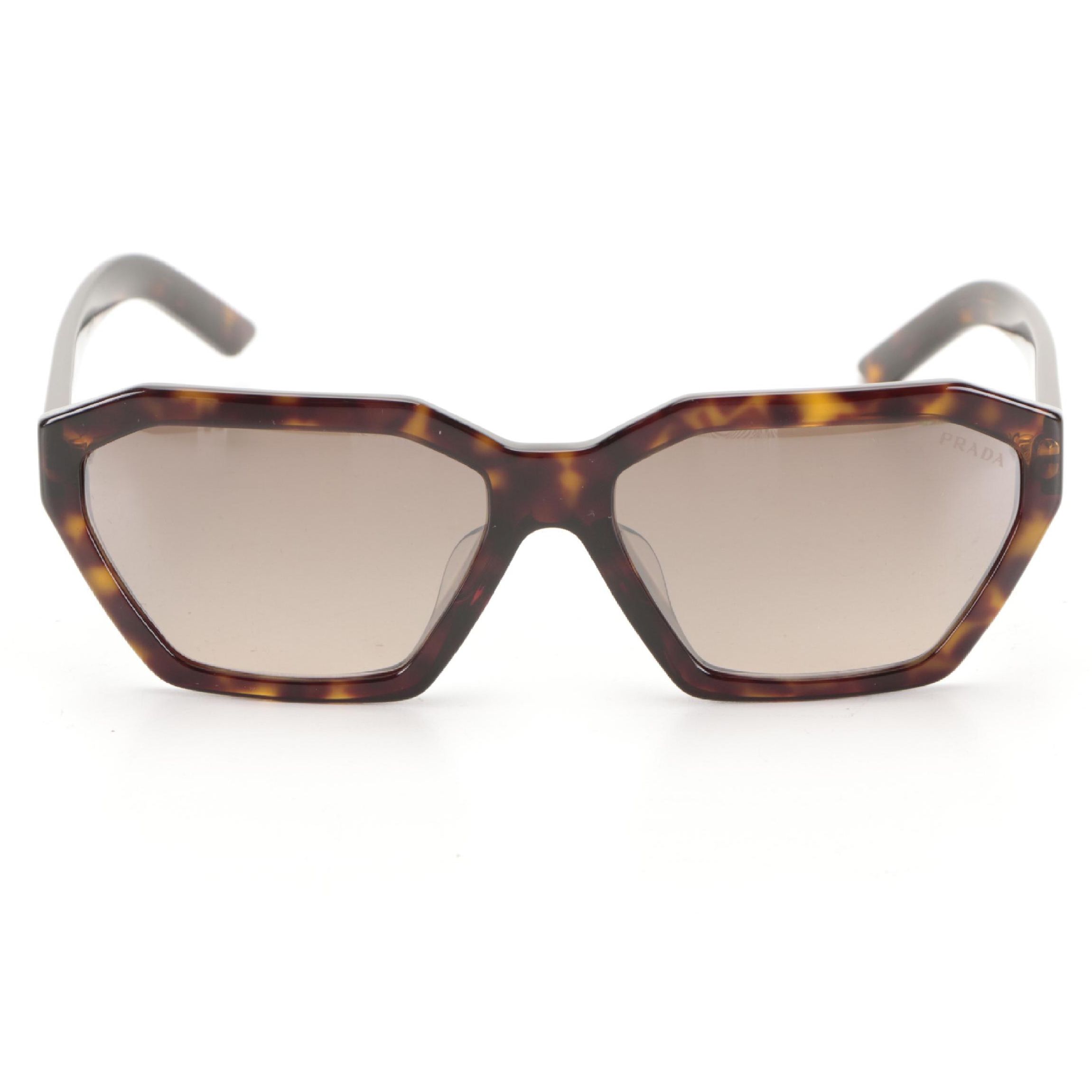 Prada SPR03V-F Geometric Sunglasses in Tortoise Acetate with Case