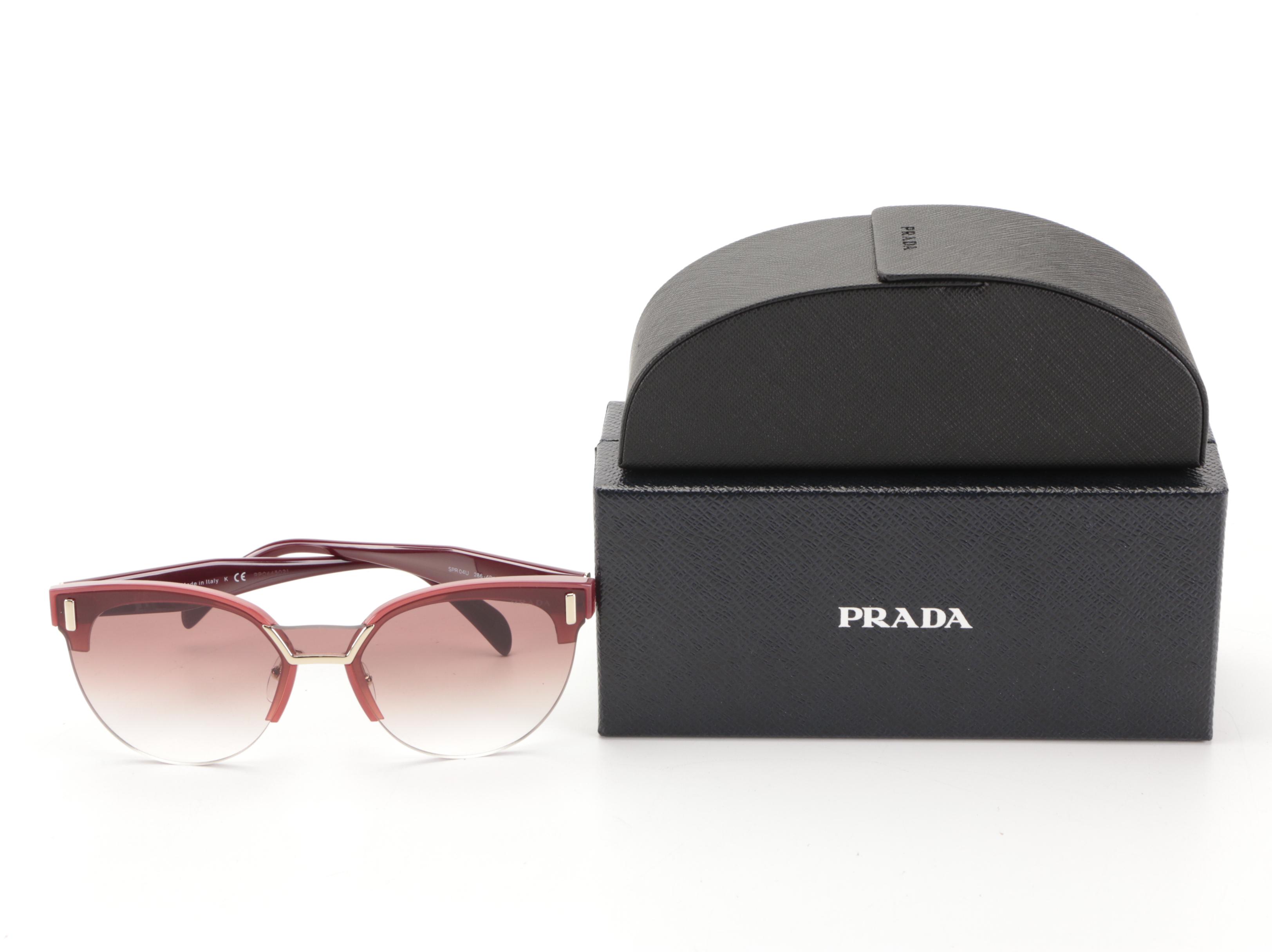 Prada PR04U Horn-Rimmed Sunglasses with Case