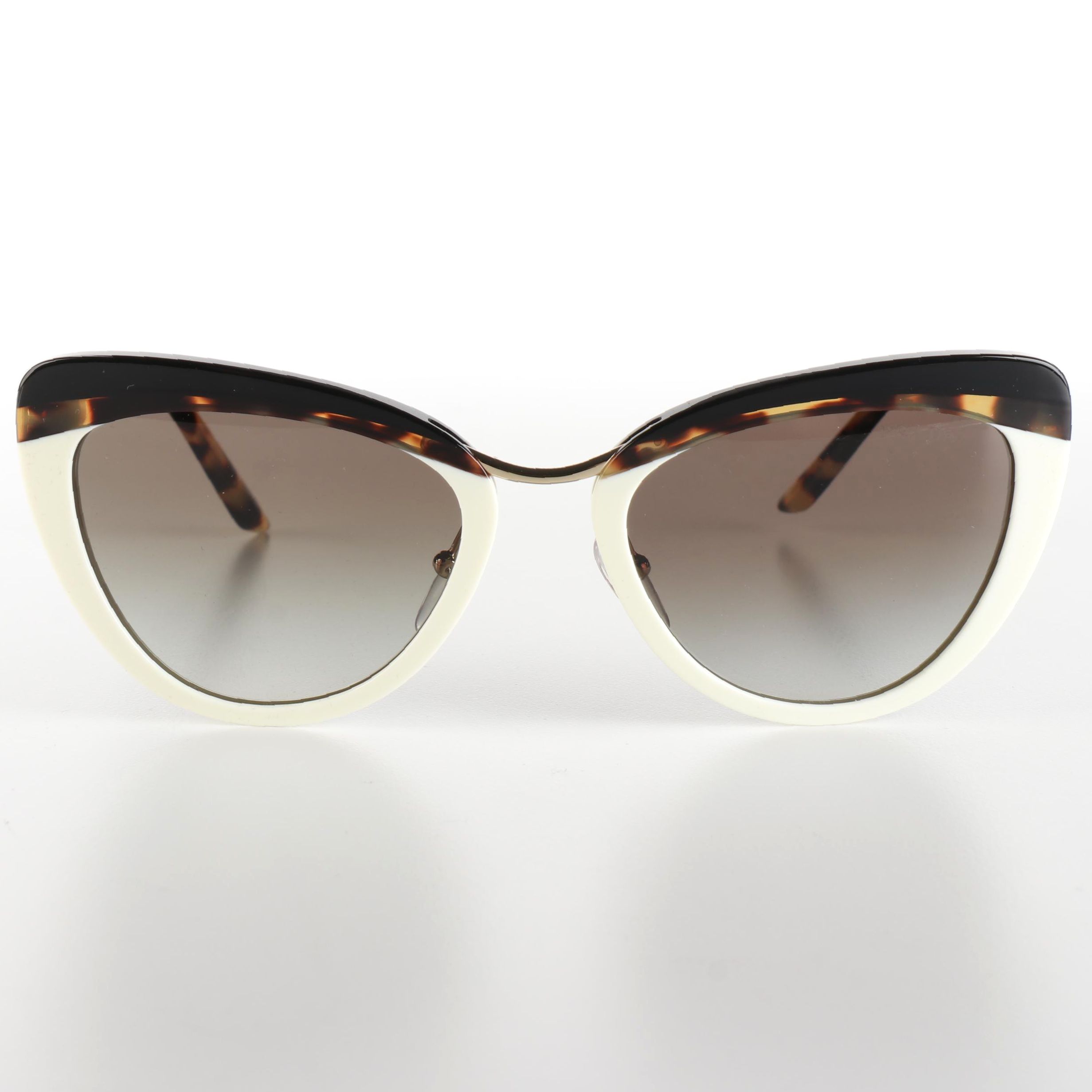 Prada SPR25X Multicolor Modified Cat Eye Havana Sunglasses with Box and Case