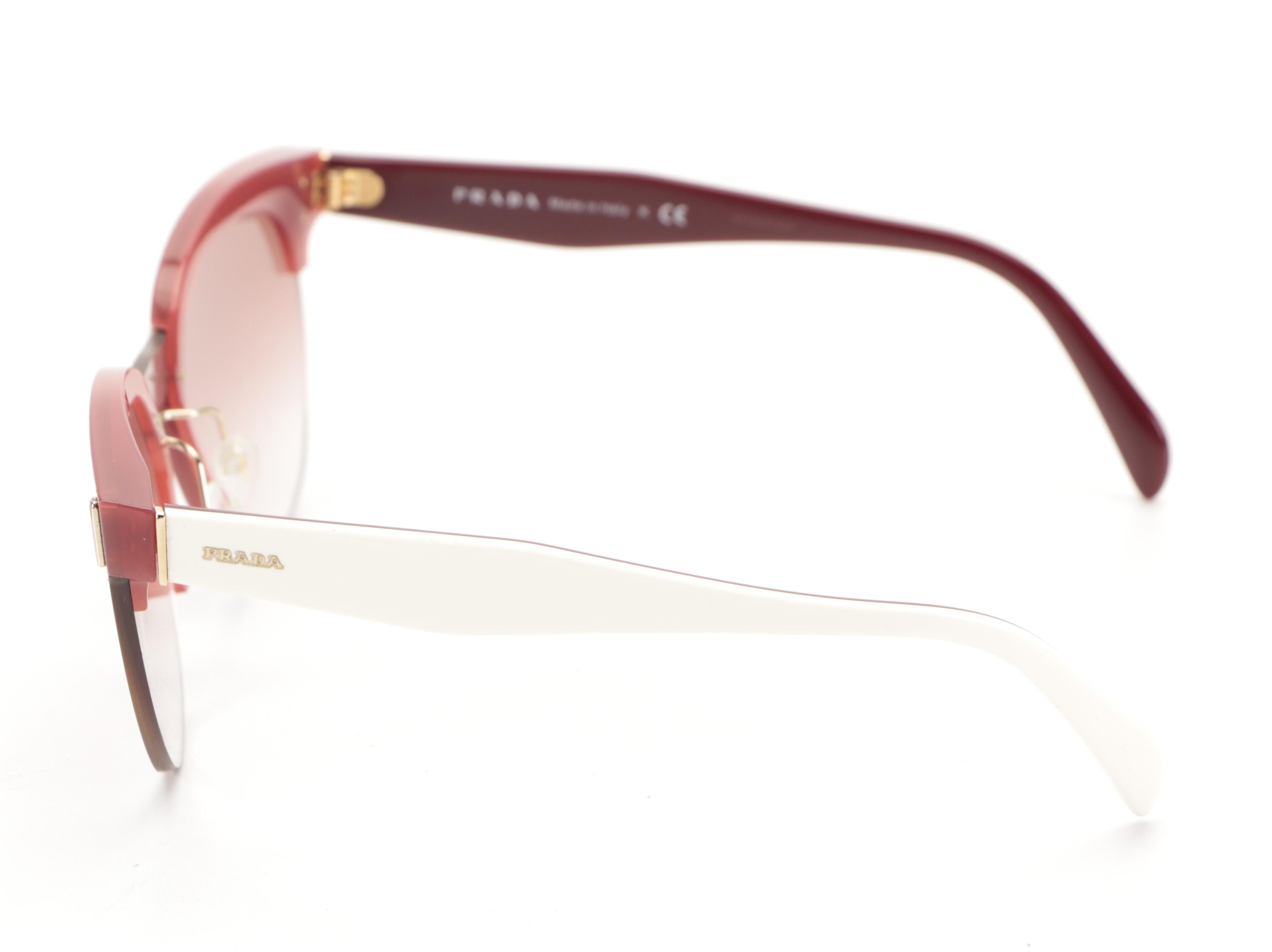 Prada SPR04U Horn-Rimmed Sunglasses with Case and Box