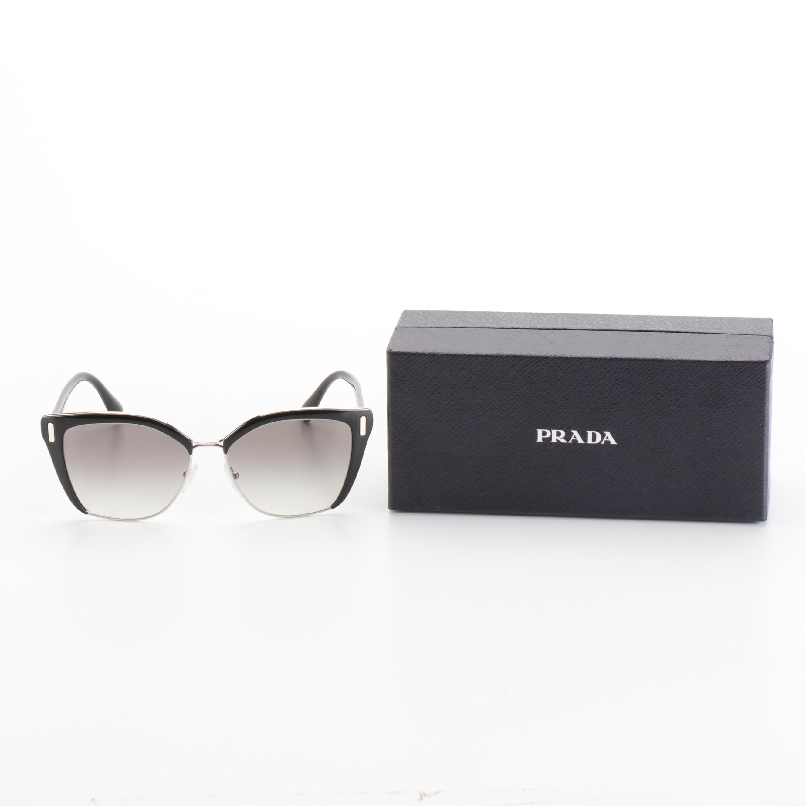 Prada SPR56T Butterfly Black/Metal Sunglasses with Box and Case