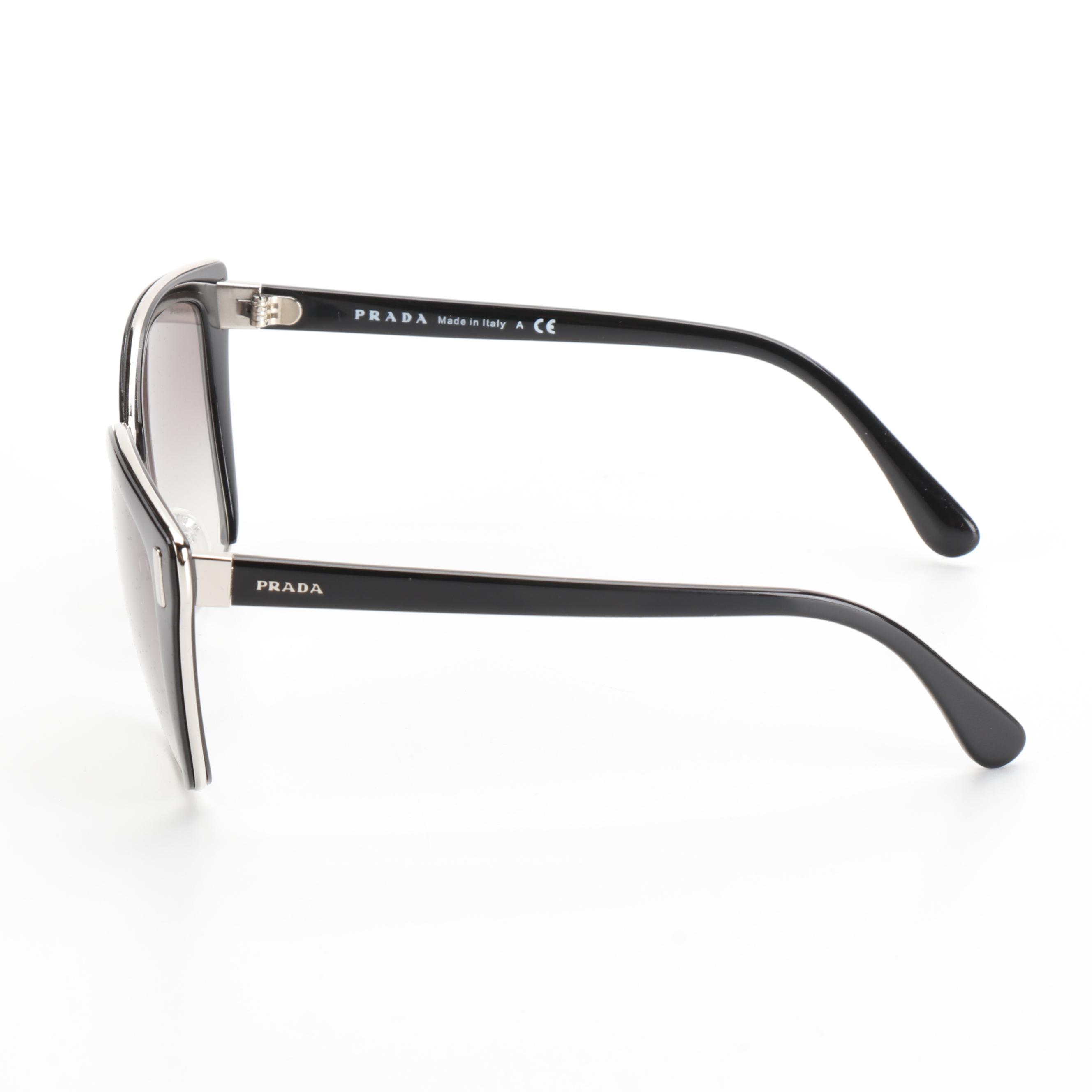 Prada SPR56T Butterfly Black/Metal Sunglasses with Box and Case