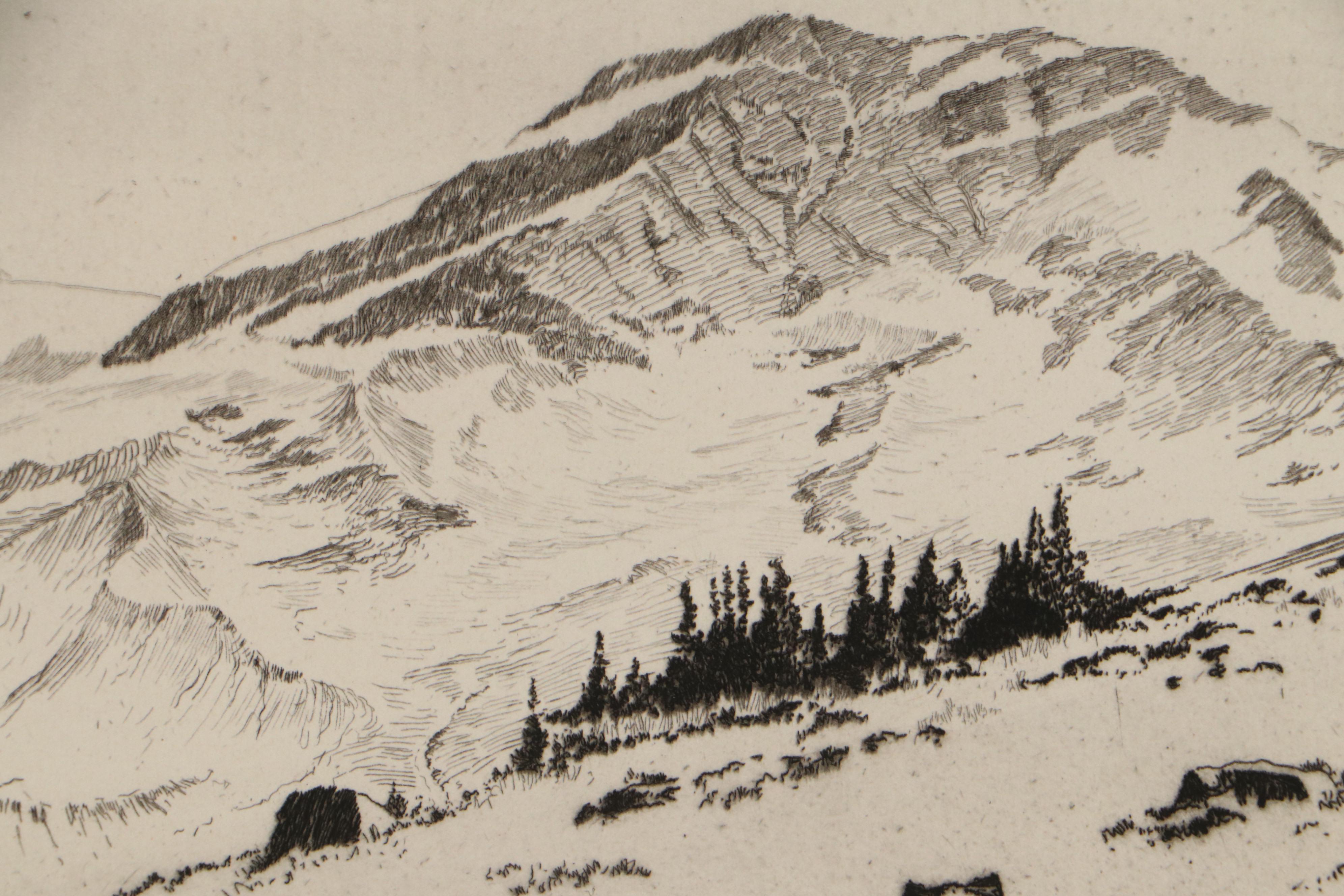 Lee Sturges Etchings Including "Stark's Peak, Glacier Park, Rocky Mountains"
