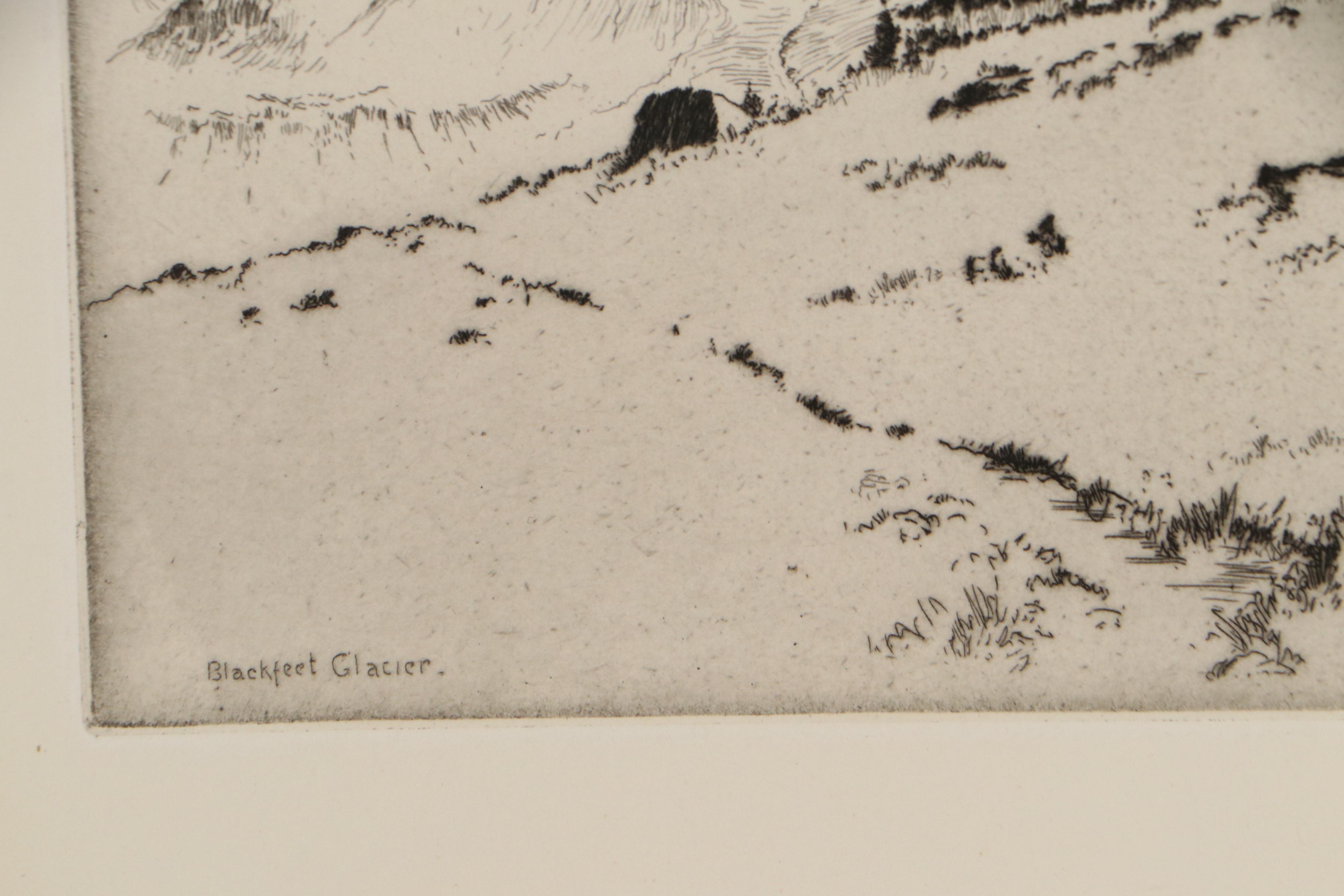 Lee Sturges Etchings Including "Stark's Peak, Glacier Park, Rocky Mountains"