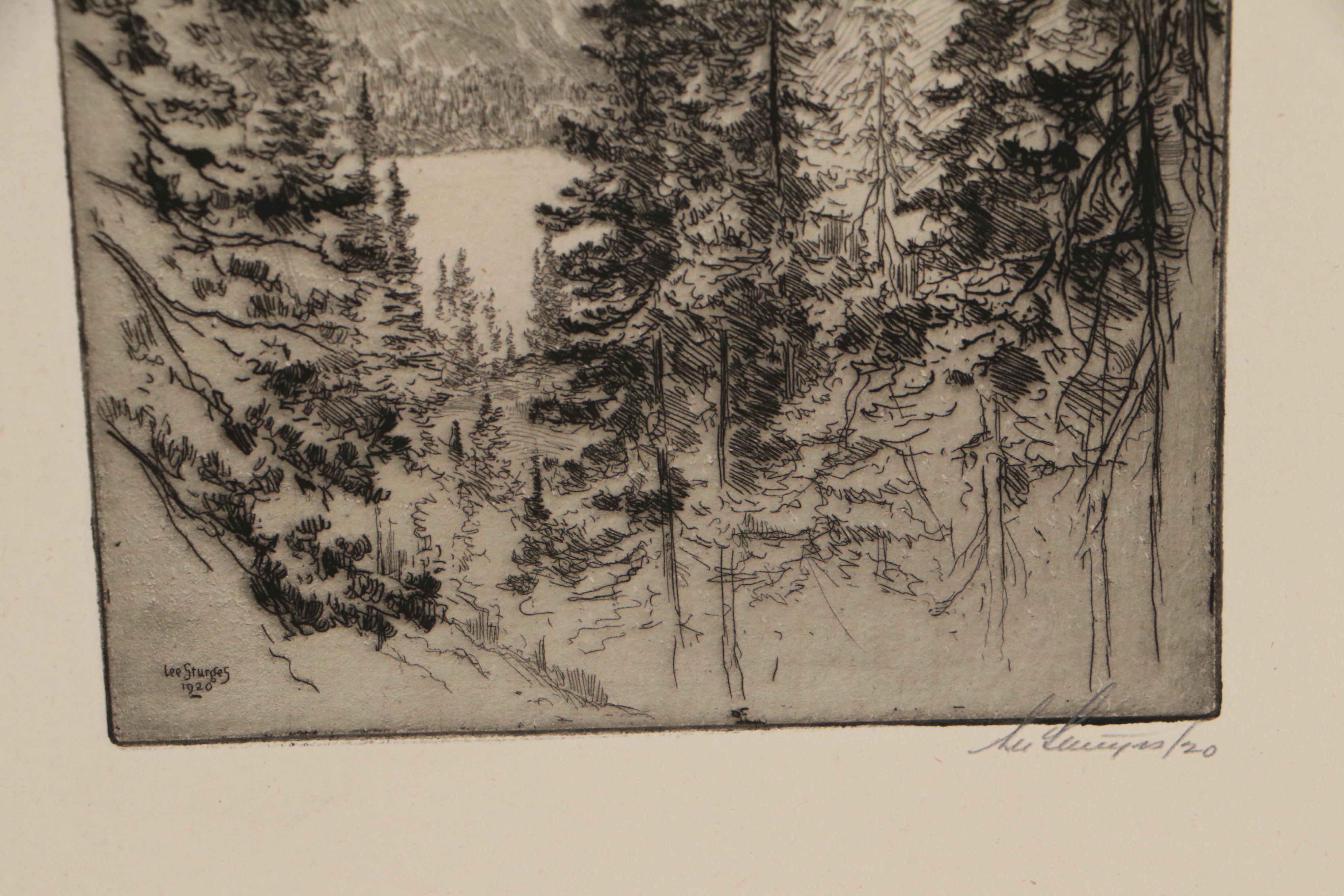 Lee Sturges Etchings Including "Stark's Peak, Glacier Park, Rocky Mountains"