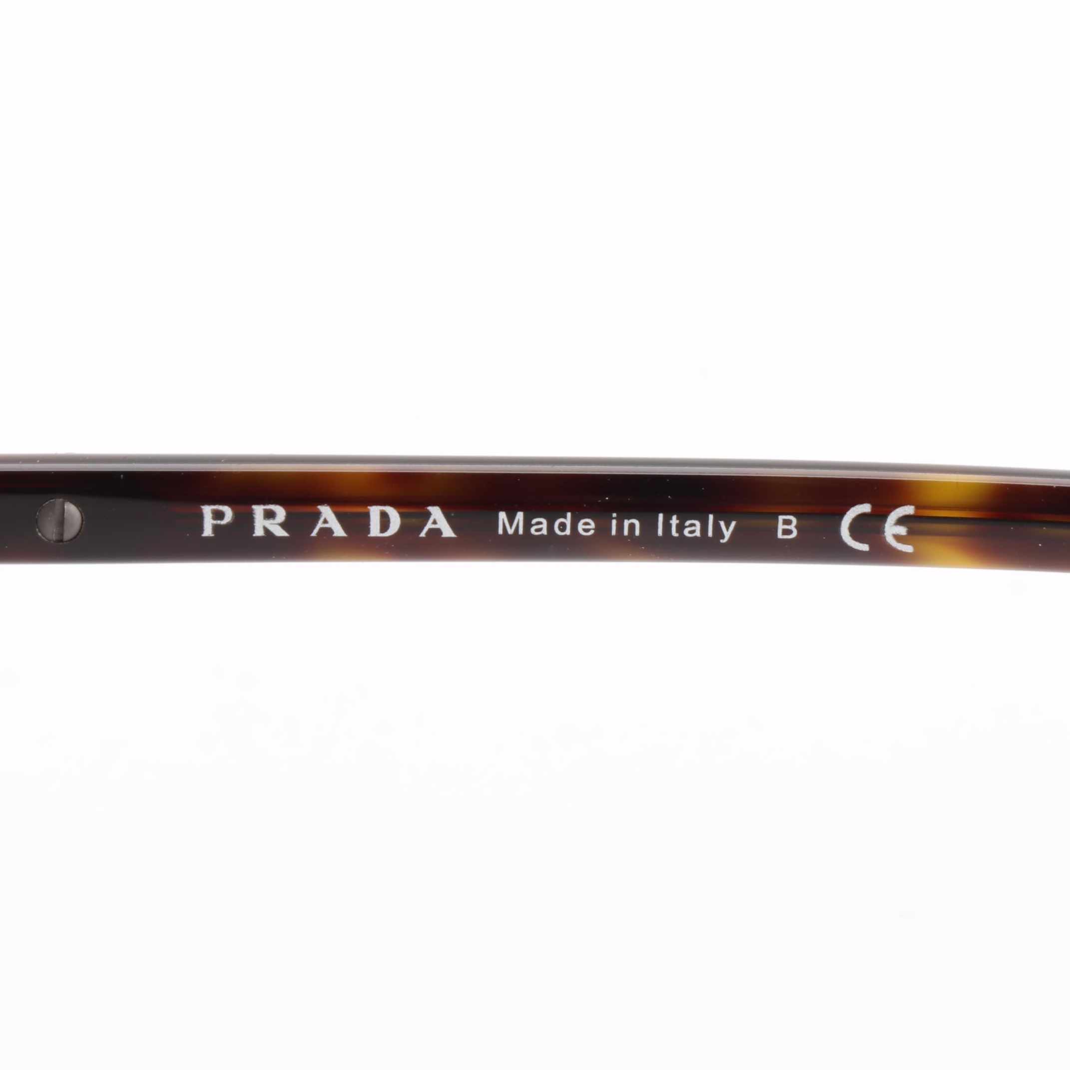 Prada SPR01T Dark Havana/Brushed Metal Aviator Sunglasses with Box and Case