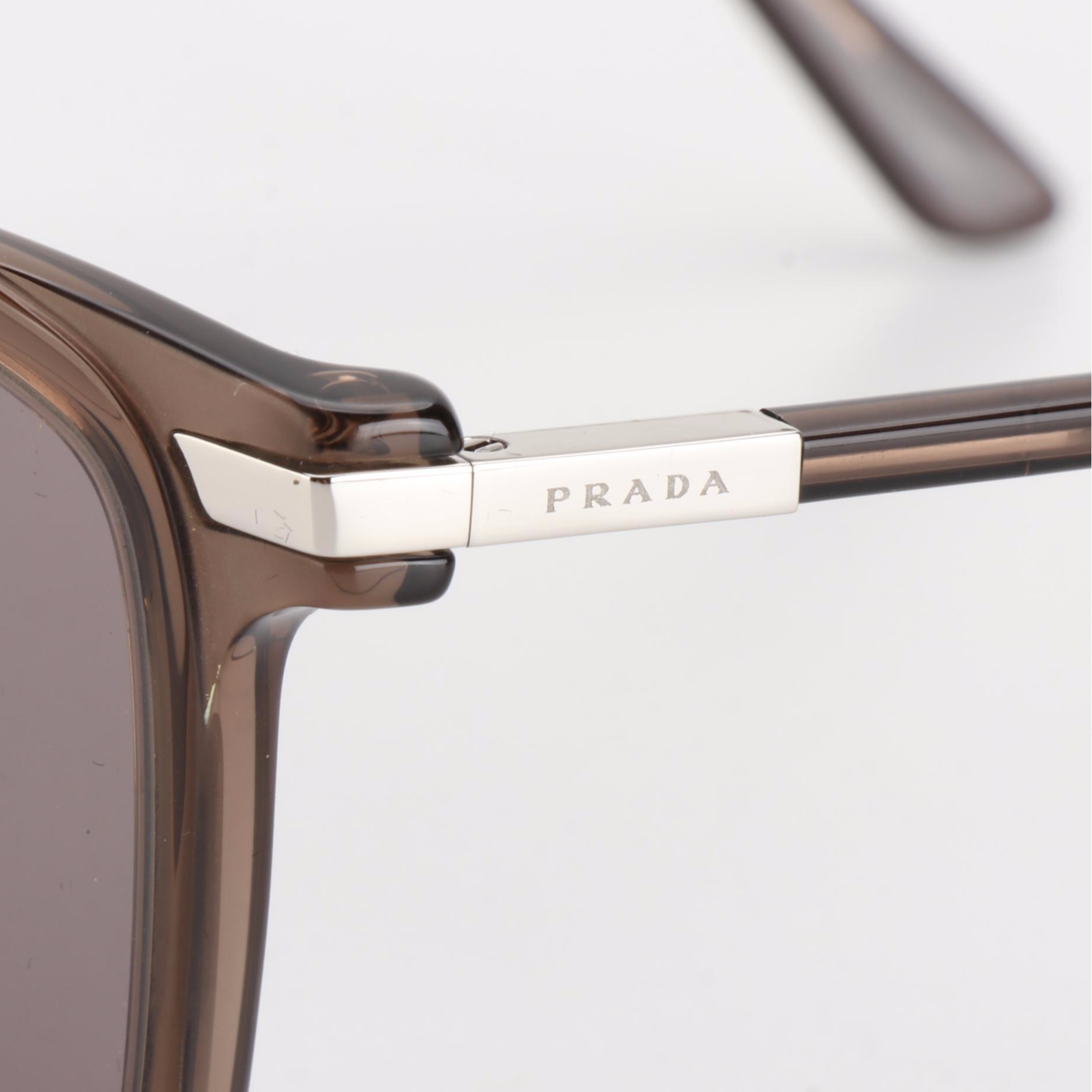 Prada SPR19XS-F Translucent Brown Rectangular Sunglasses with Box and Case