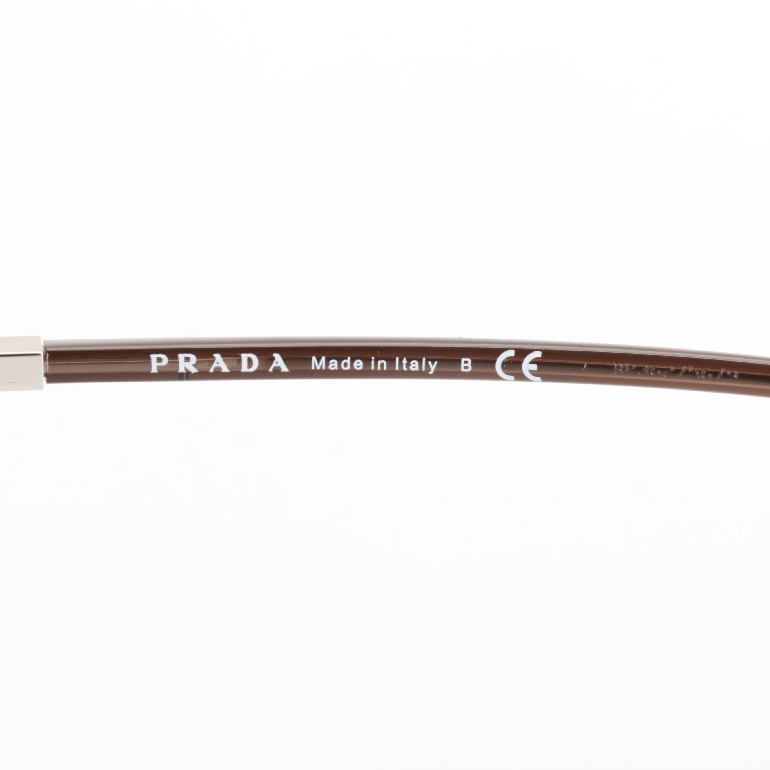 Prada SPR19XS-F Translucent Brown Rectangular Sunglasses with Box and Case