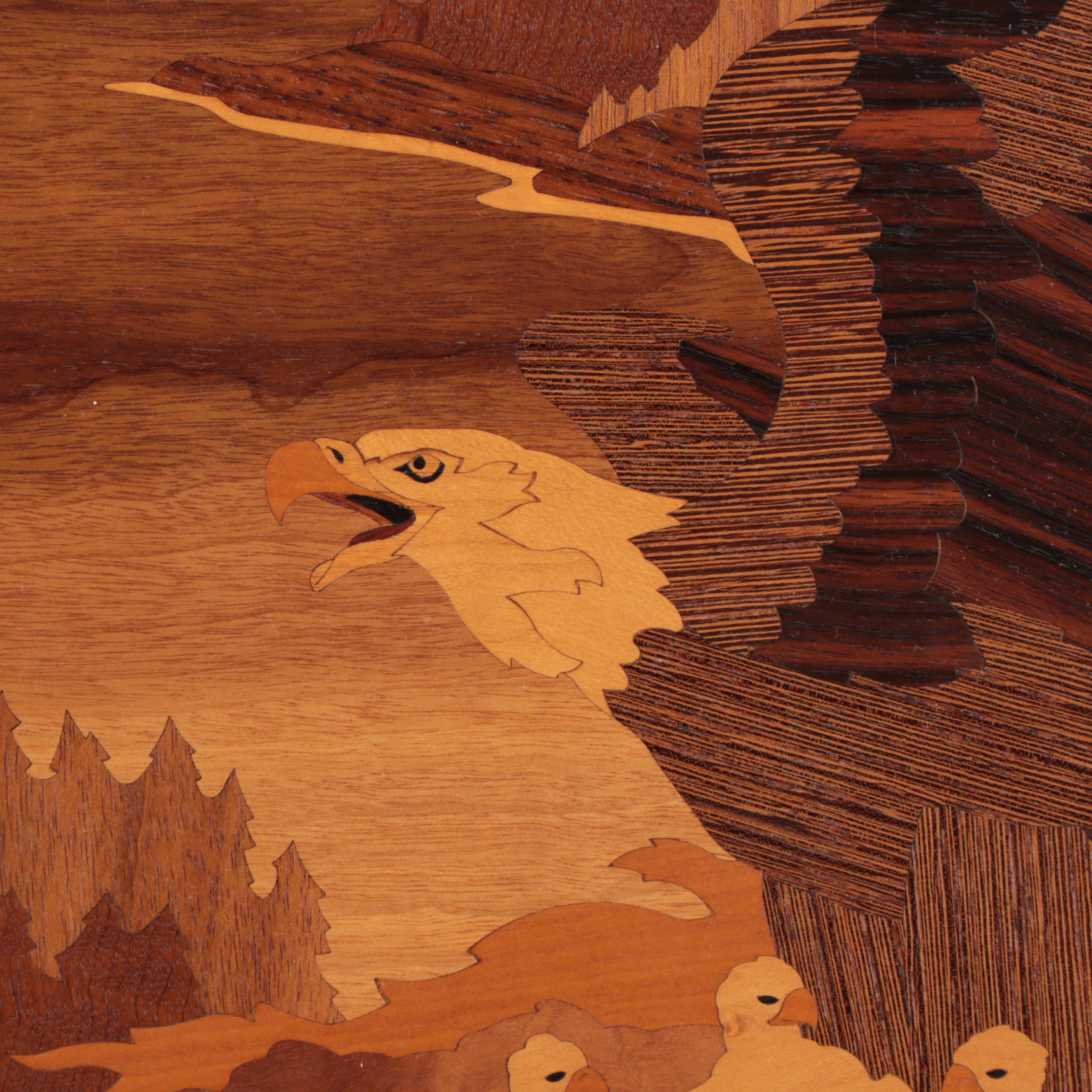 Jeff Nelson Wood Inlay Marquetry Panel "High Country Home," 1995