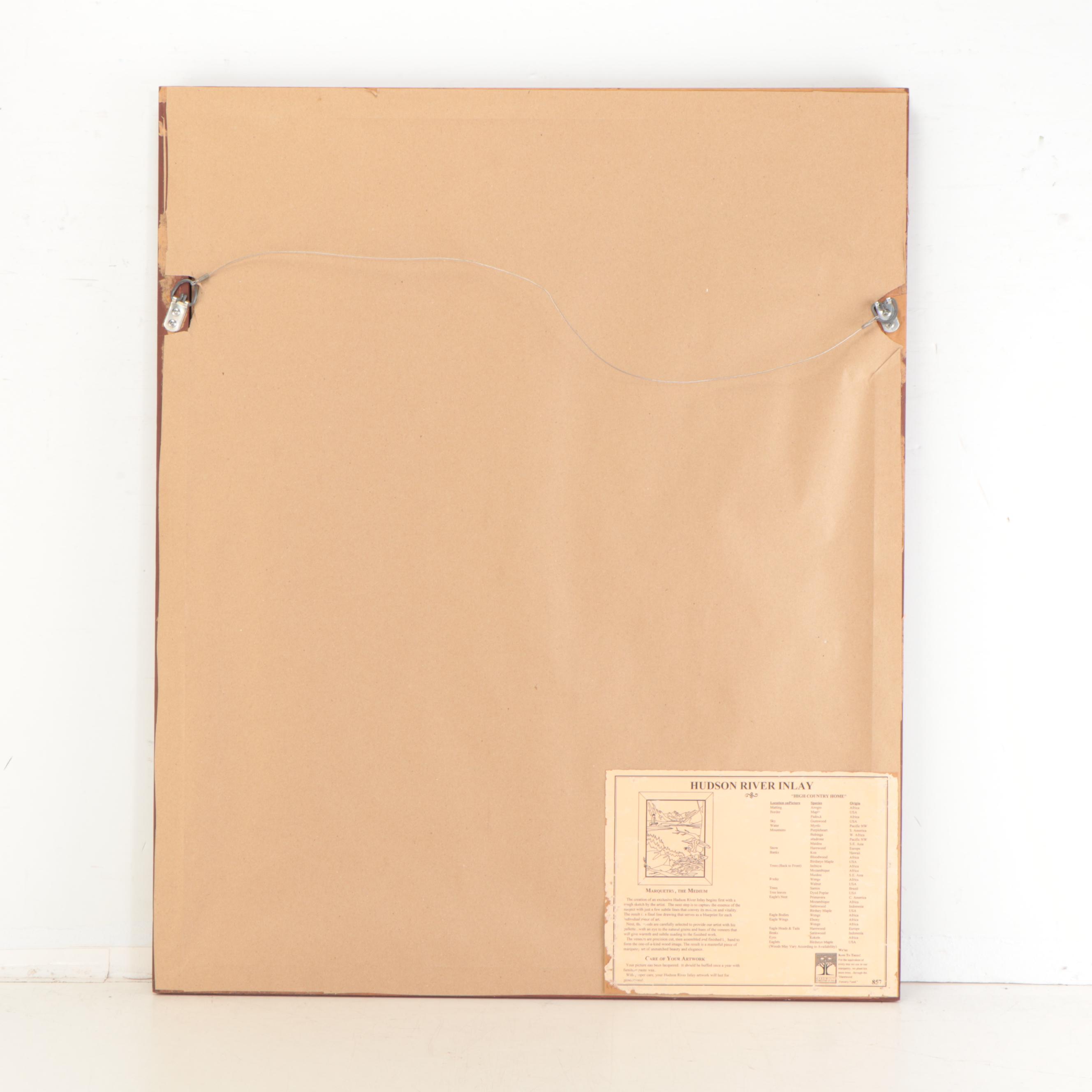 Jeff Nelson Wood Inlay Marquetry Panel "High Country Home," 1995