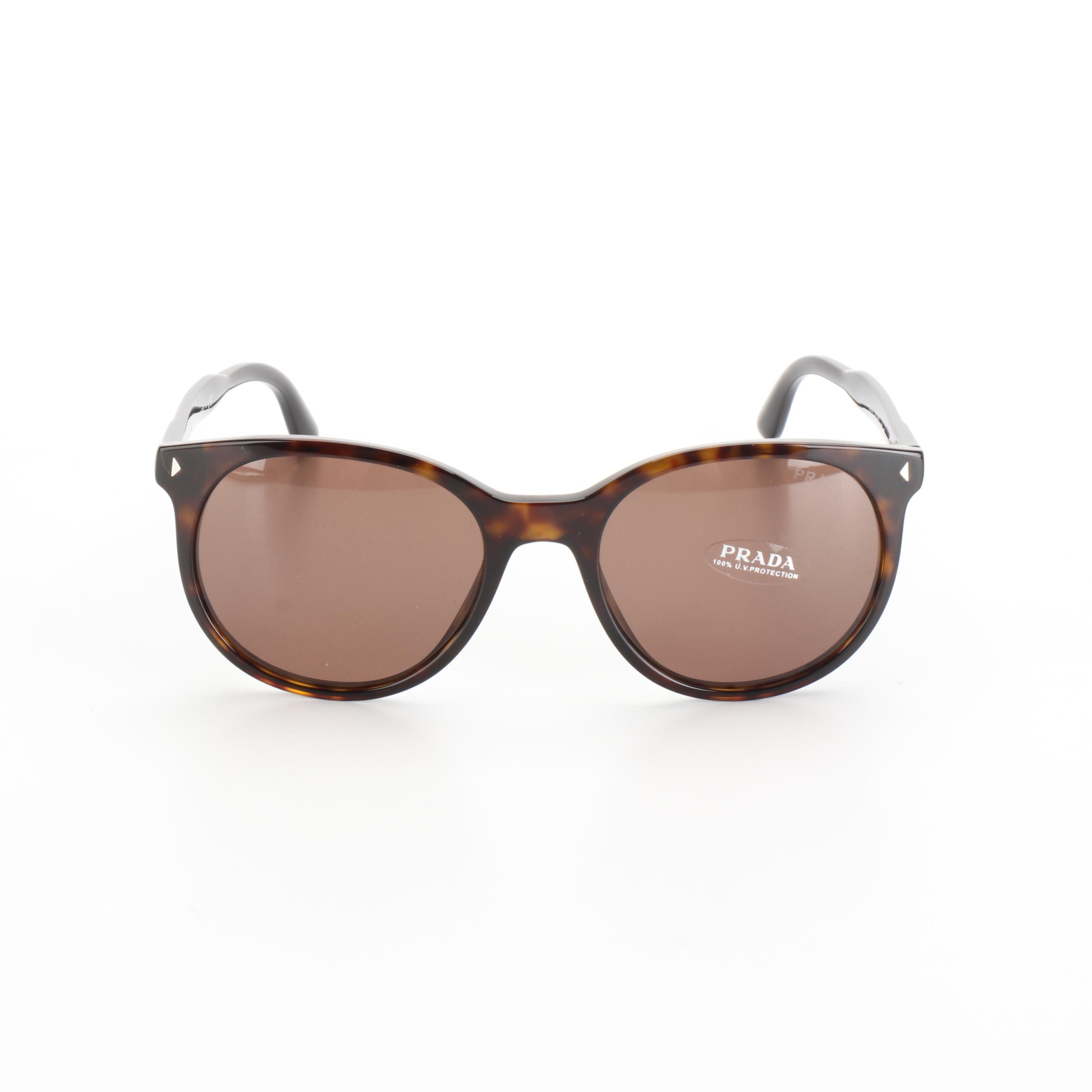 Prada SPR06T Havana Round Sunglasses with Case and Box