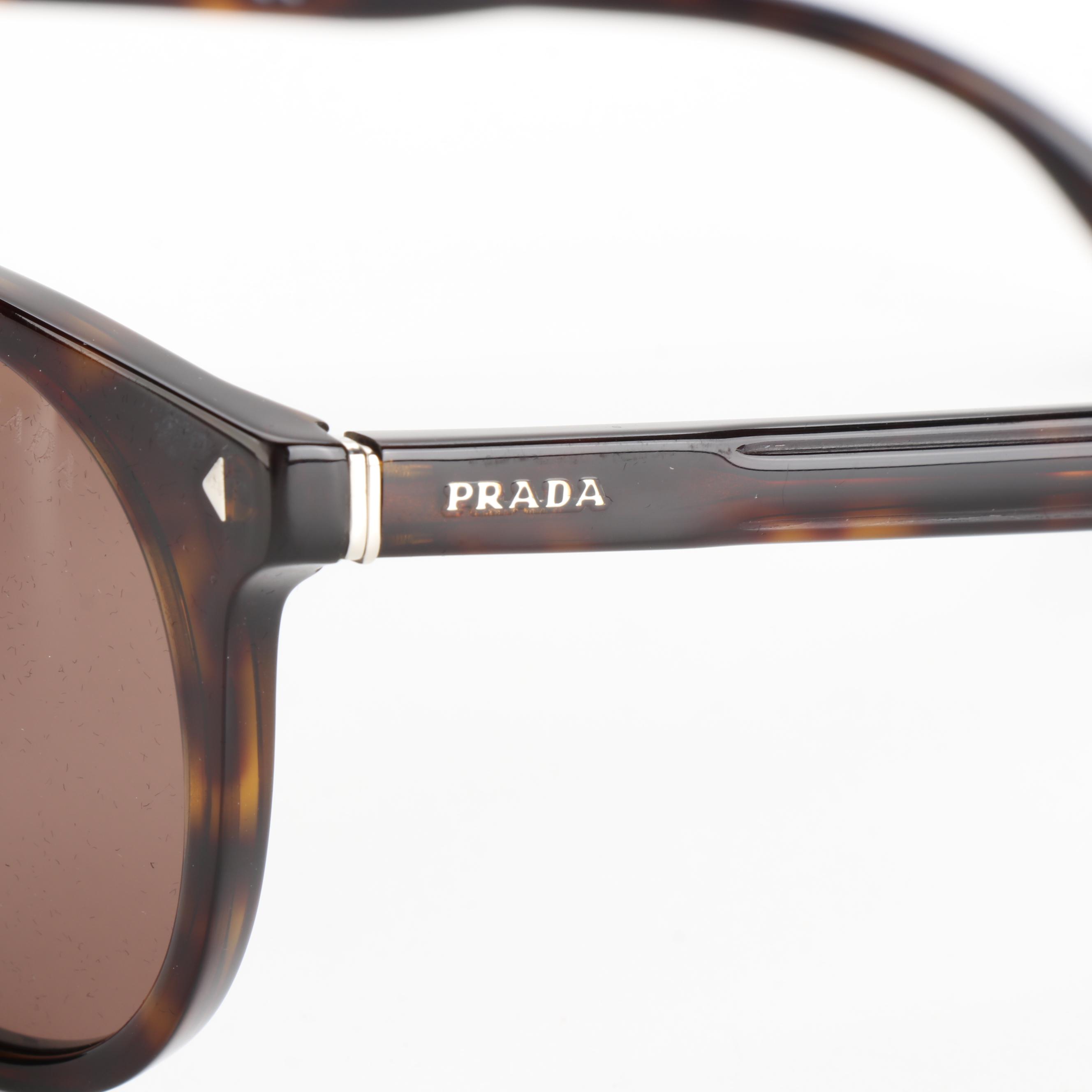Prada SPR06T Havana Round Sunglasses with Case and Box