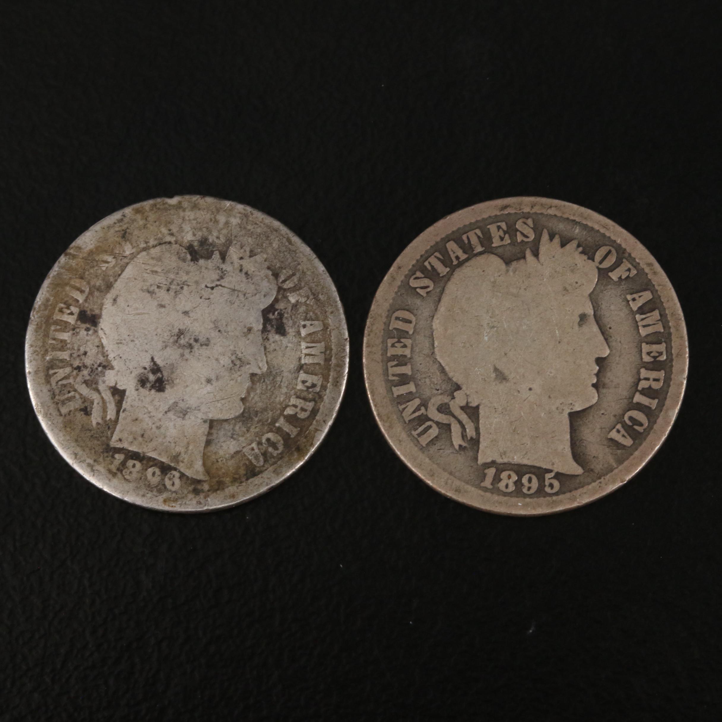 Two Silver Barber Dimes Including an 1895-S