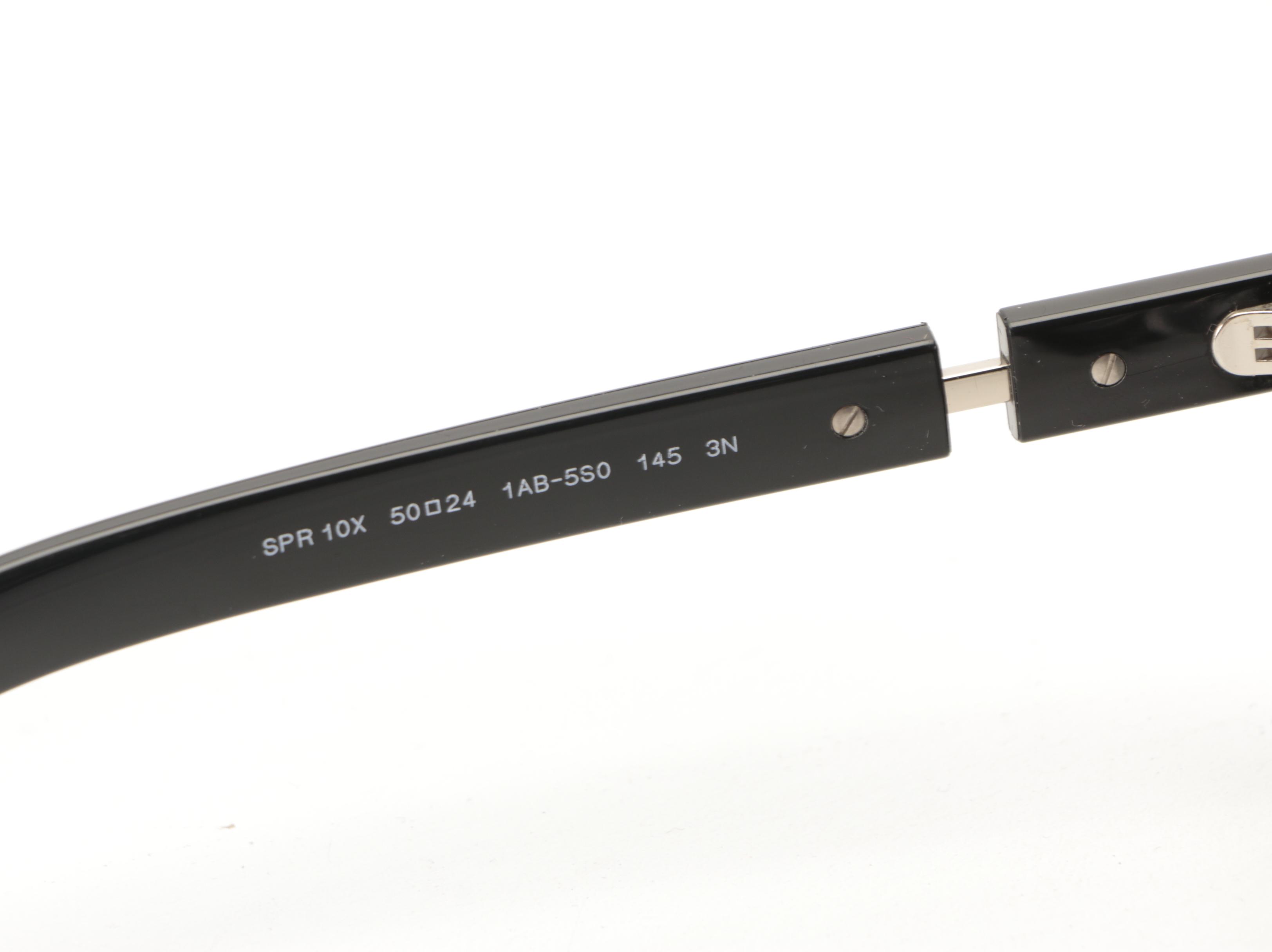 Prada SPR 10X Round Sunglasses in Black Acetate with Case and Box