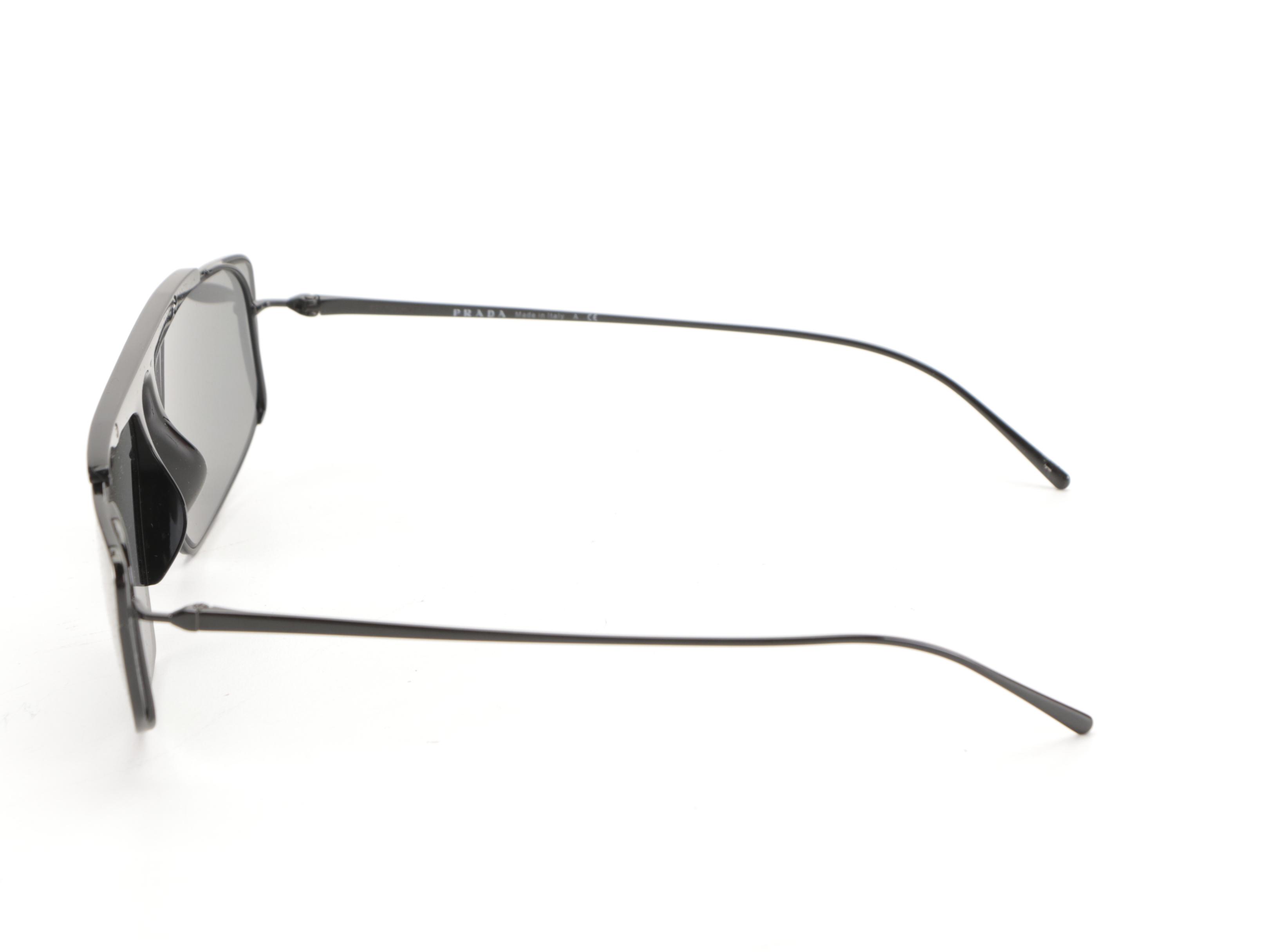 Prada SPR50V Rectangular Sunglasses in Black with Case and Box