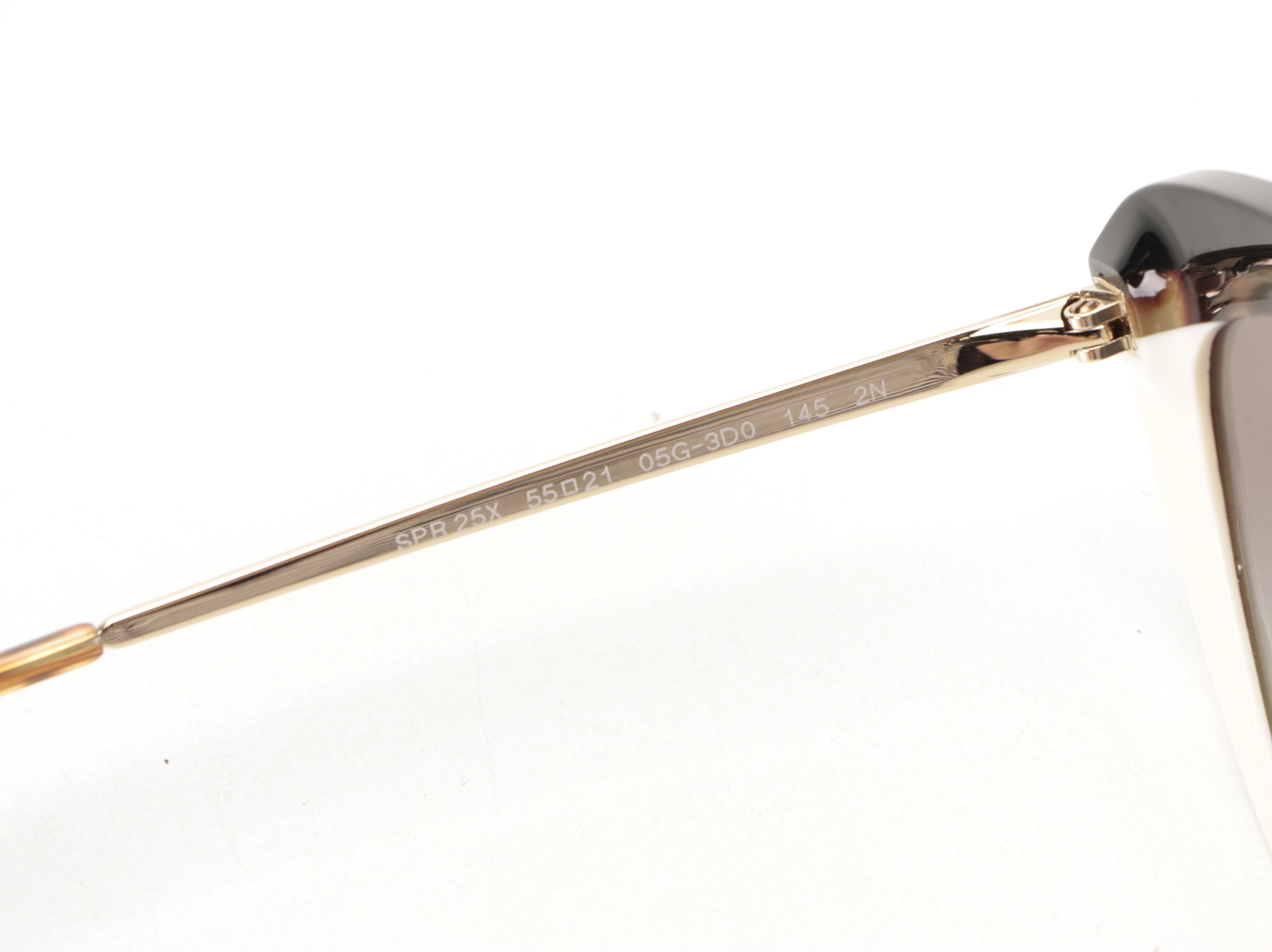 Prada SPR25X Cat Eye Sunglasses in Havana and Cream with Case and Box