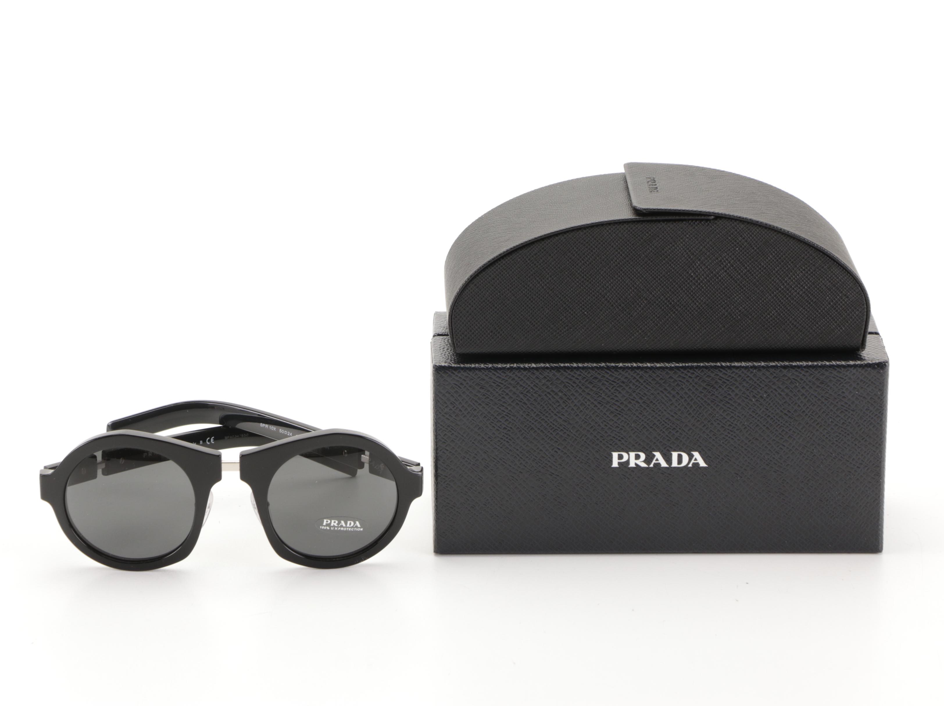Prada SPR10X Round Sunglasses with Case and Box
