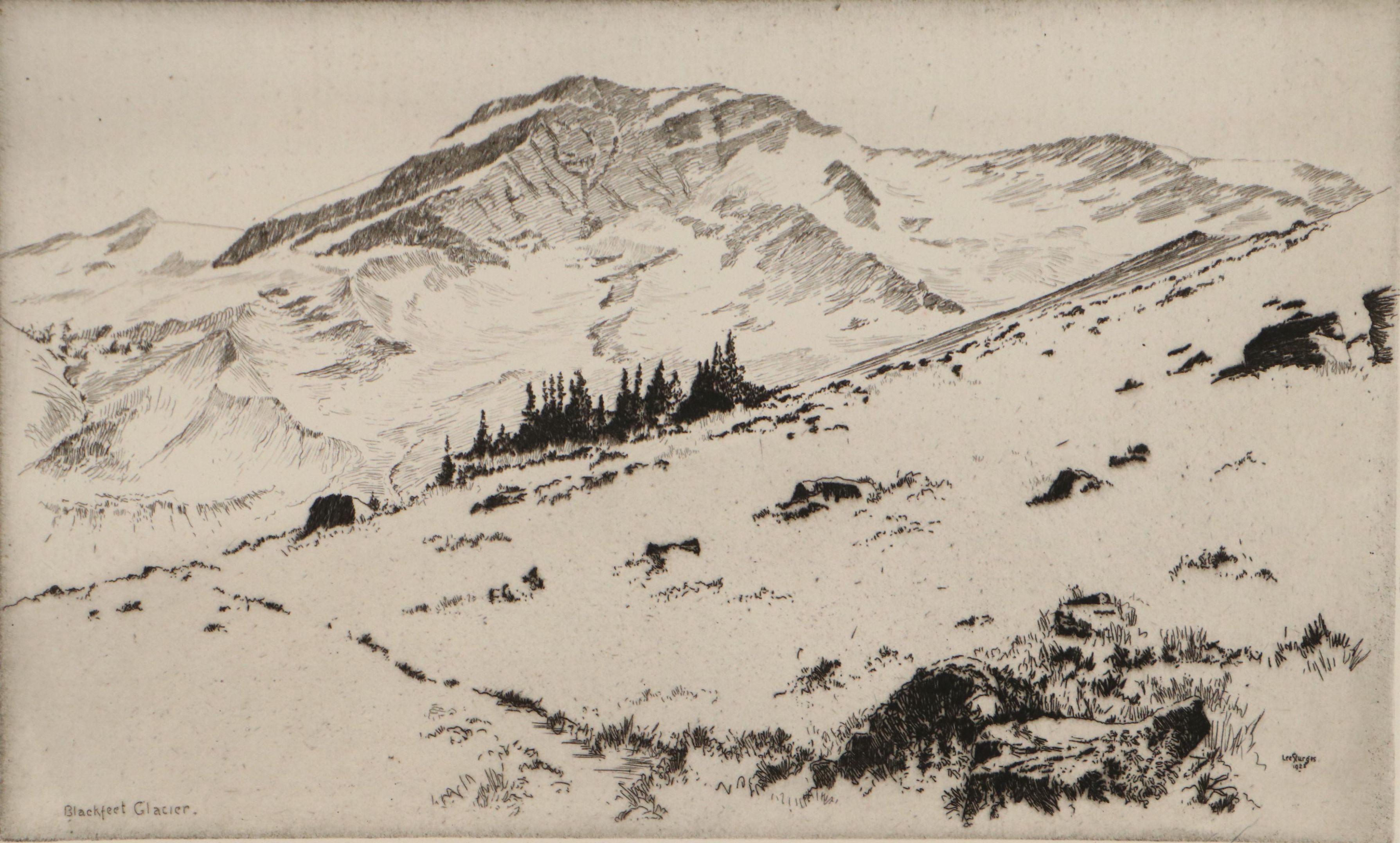 Lee Sturges Etchings Including "Stark's Peak, Glacier Park, Rocky Mountains"