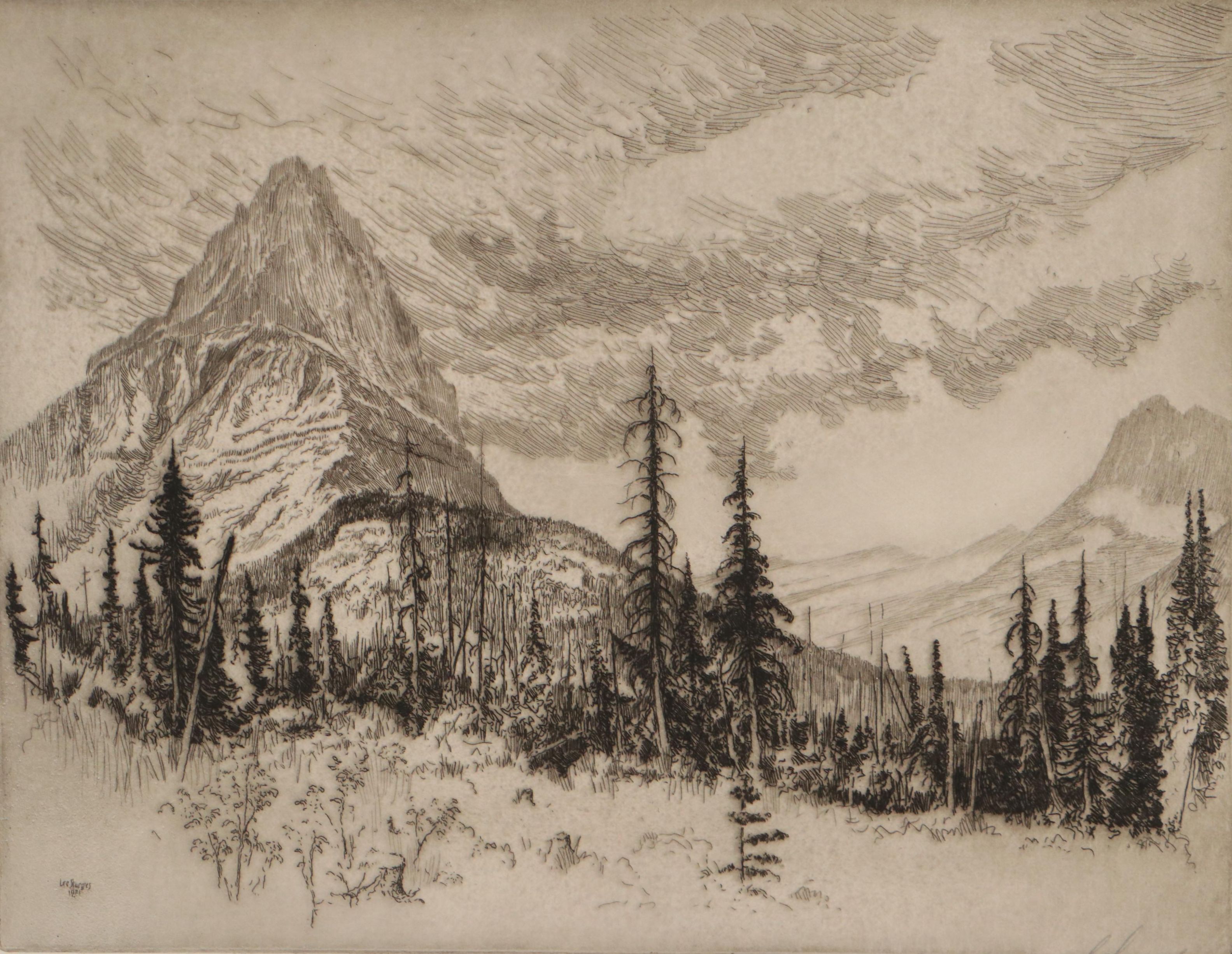 Lee Sturges Etchings Including "Stark's Peak, Glacier Park, Rocky Mountains"