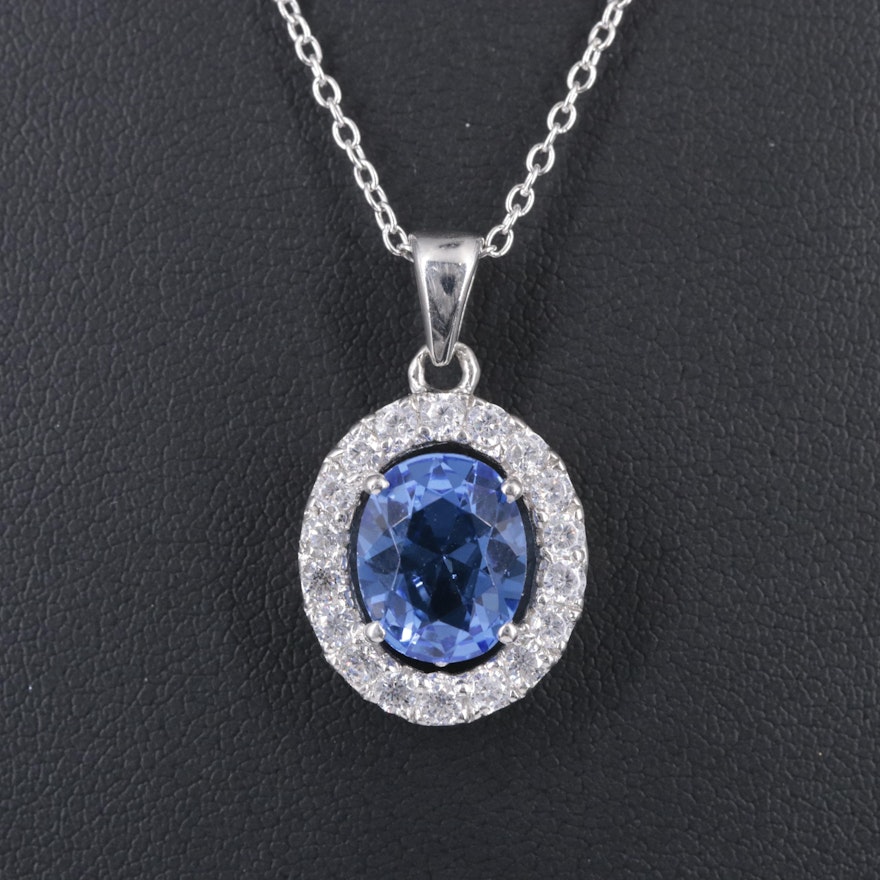 Sterling Silver Gemstone Pendant Necklace