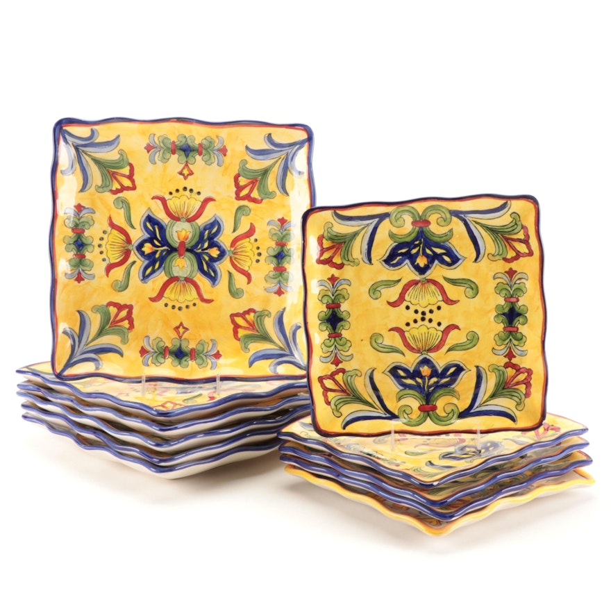 Maxcera Corp. "Yellow Talavera" and Other Square Earthenware Plates, 2009 - 2012