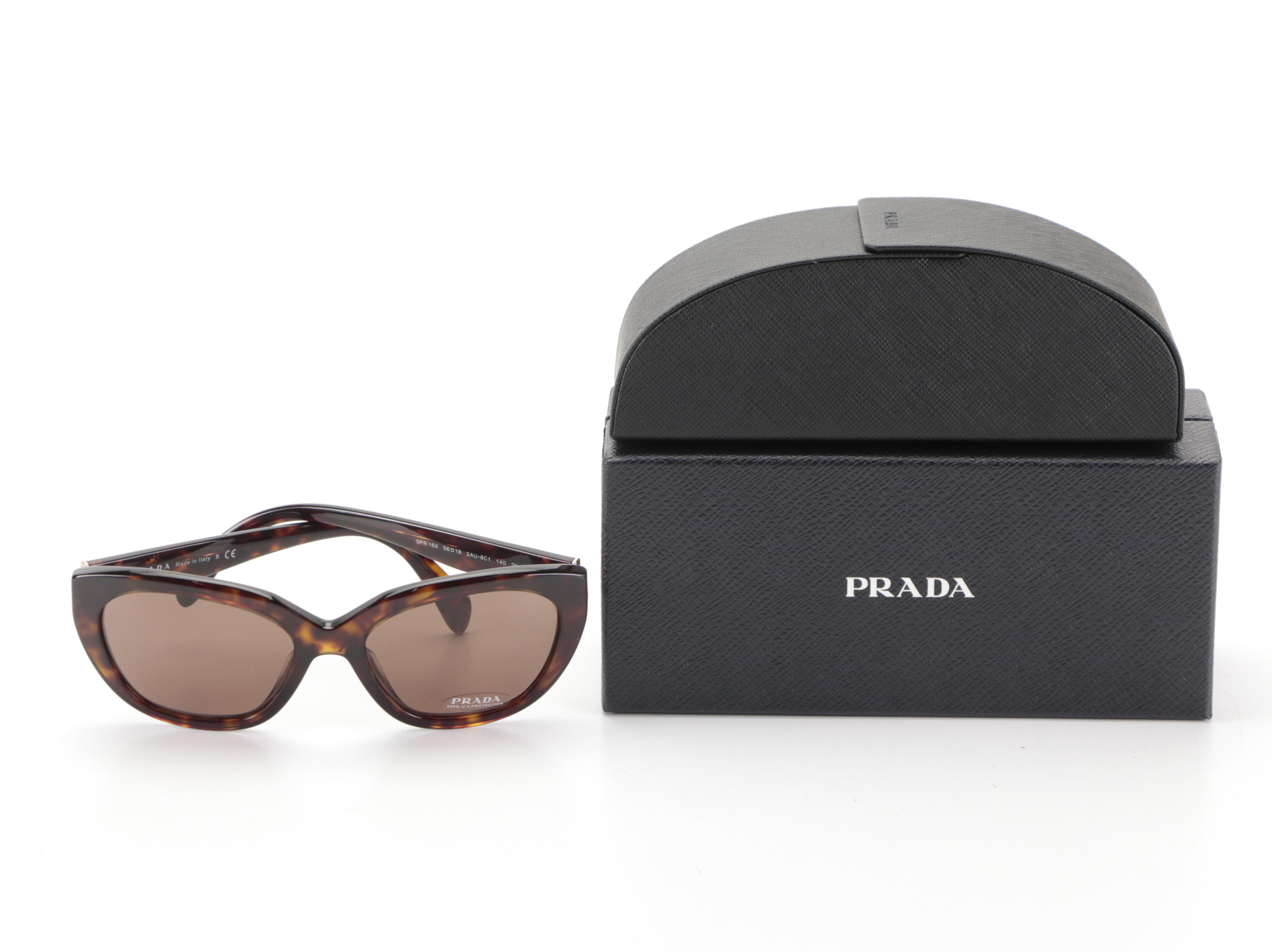 Prada SPR16X Modified Cat Eye Sunglasses with Case and Box