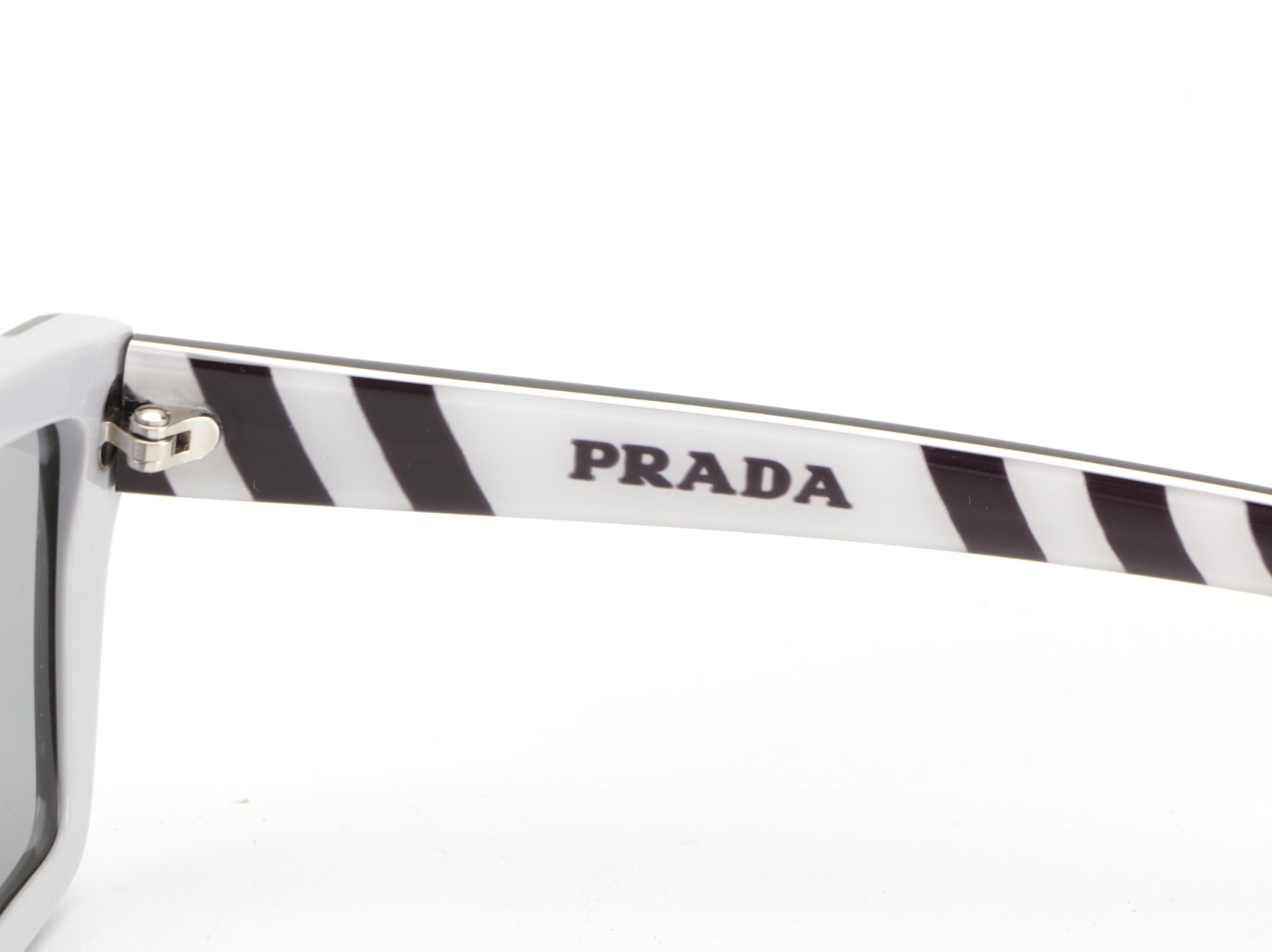 Prada SPR04V Rectangular Sunglasses in Black and Grey with Case and Box