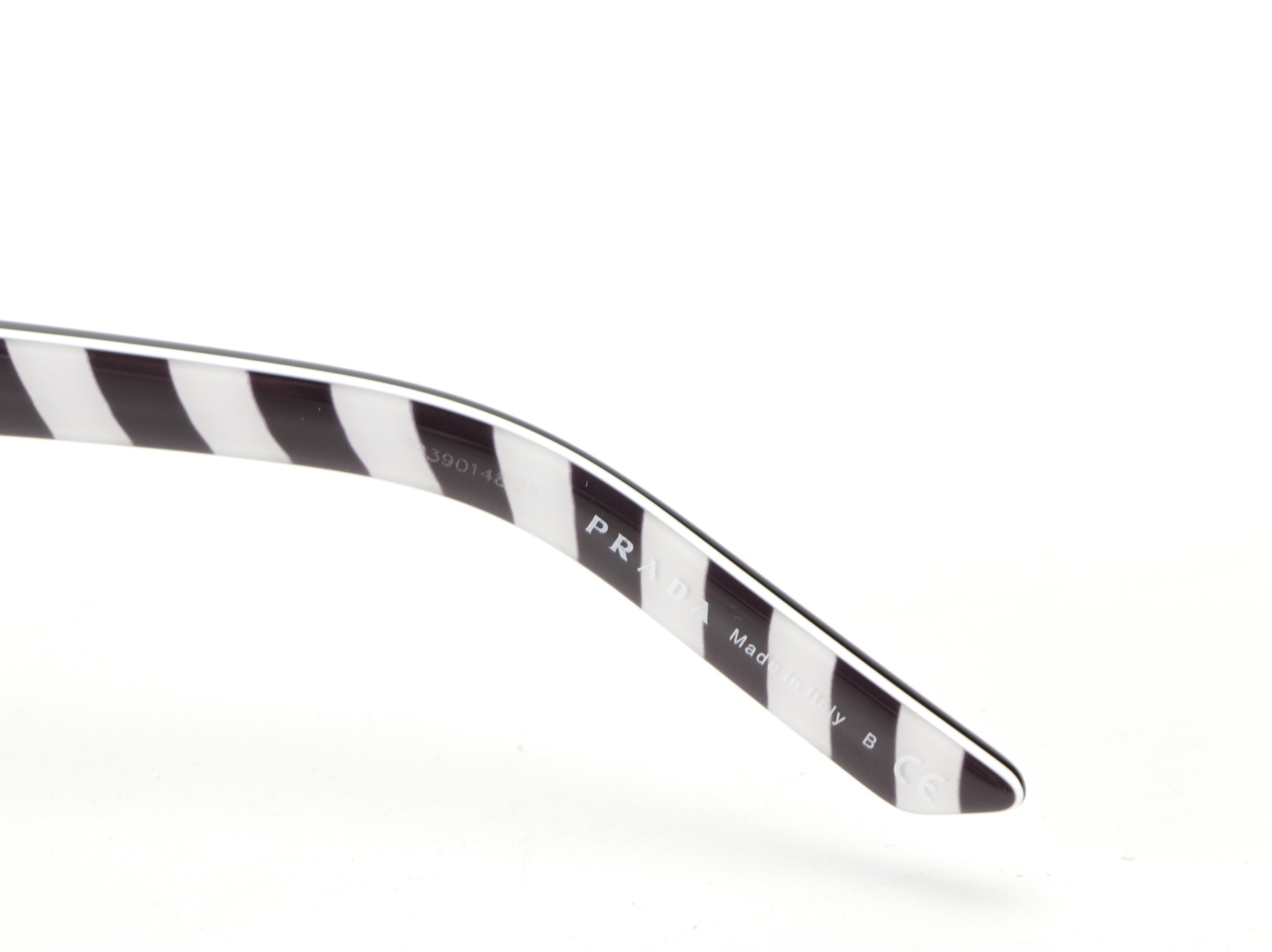 Prada SPR04V Rectangular Sunglasses in Black and Grey with Case and Box