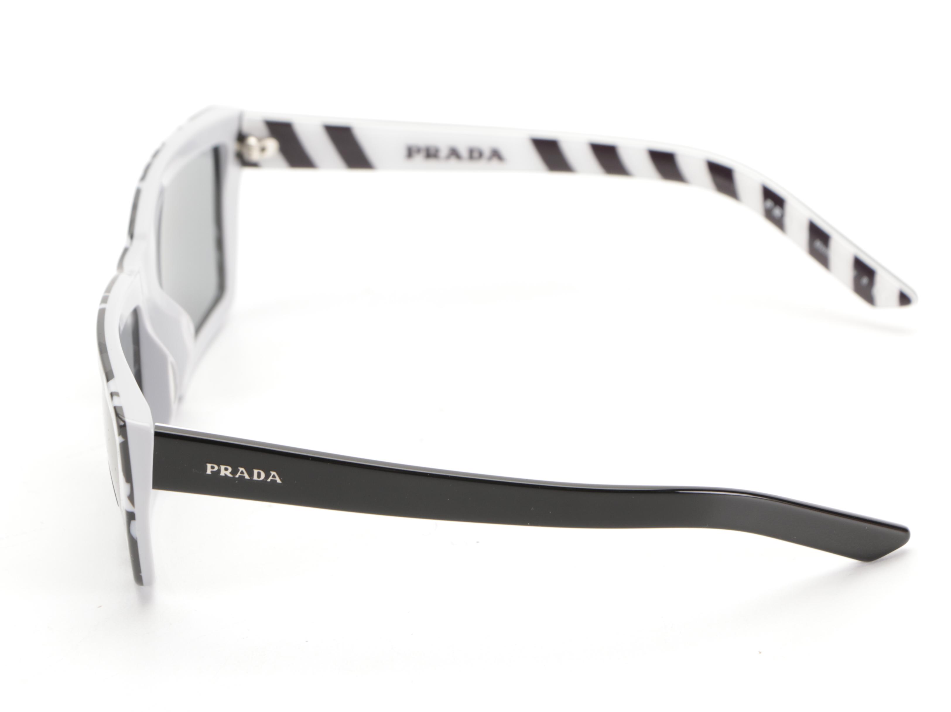 Prada SPR04V Rectangular Sunglasses in Black and Grey with Case