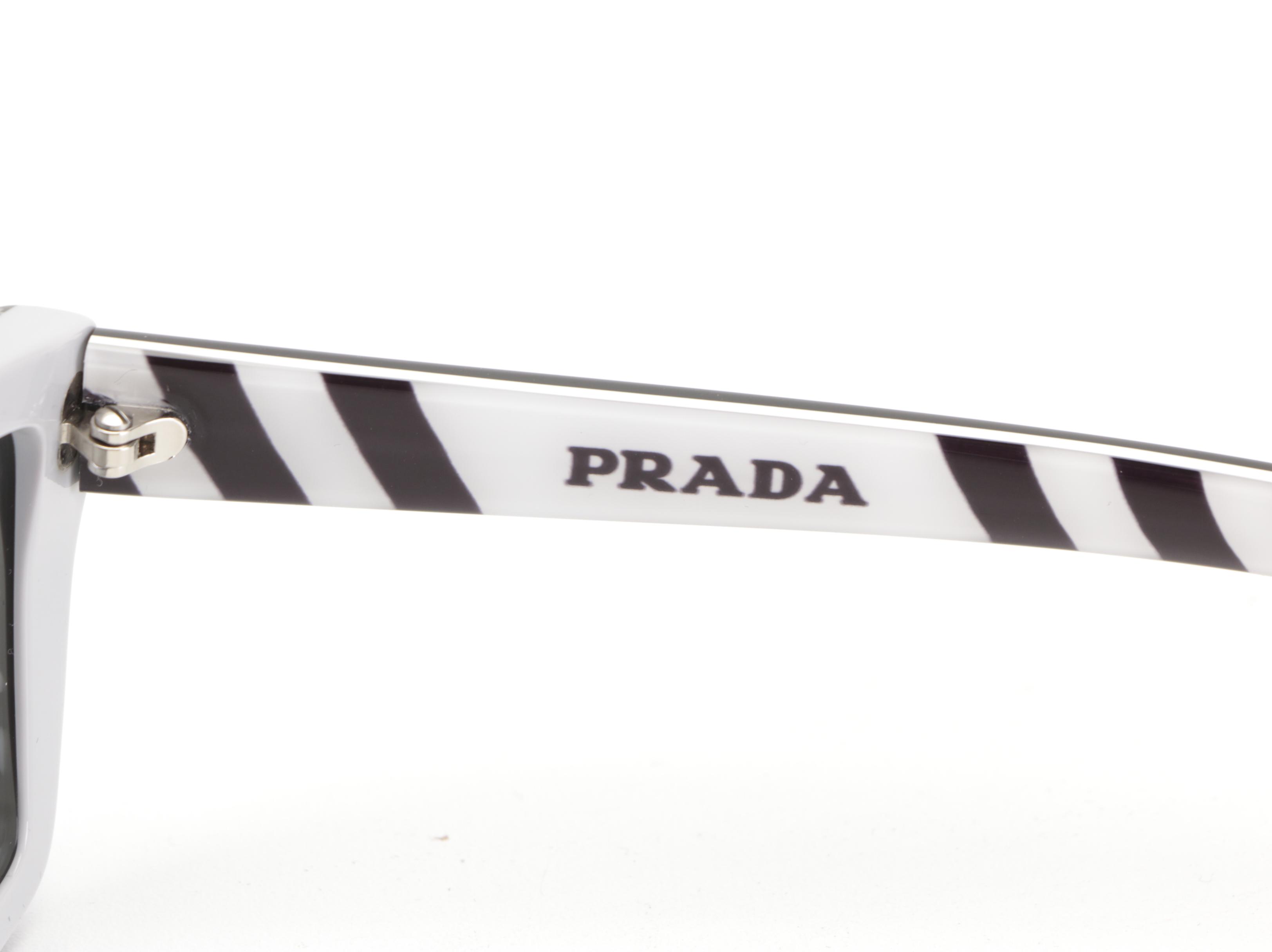 Prada SPR04V Rectangular Sunglasses in Black and Grey with Case