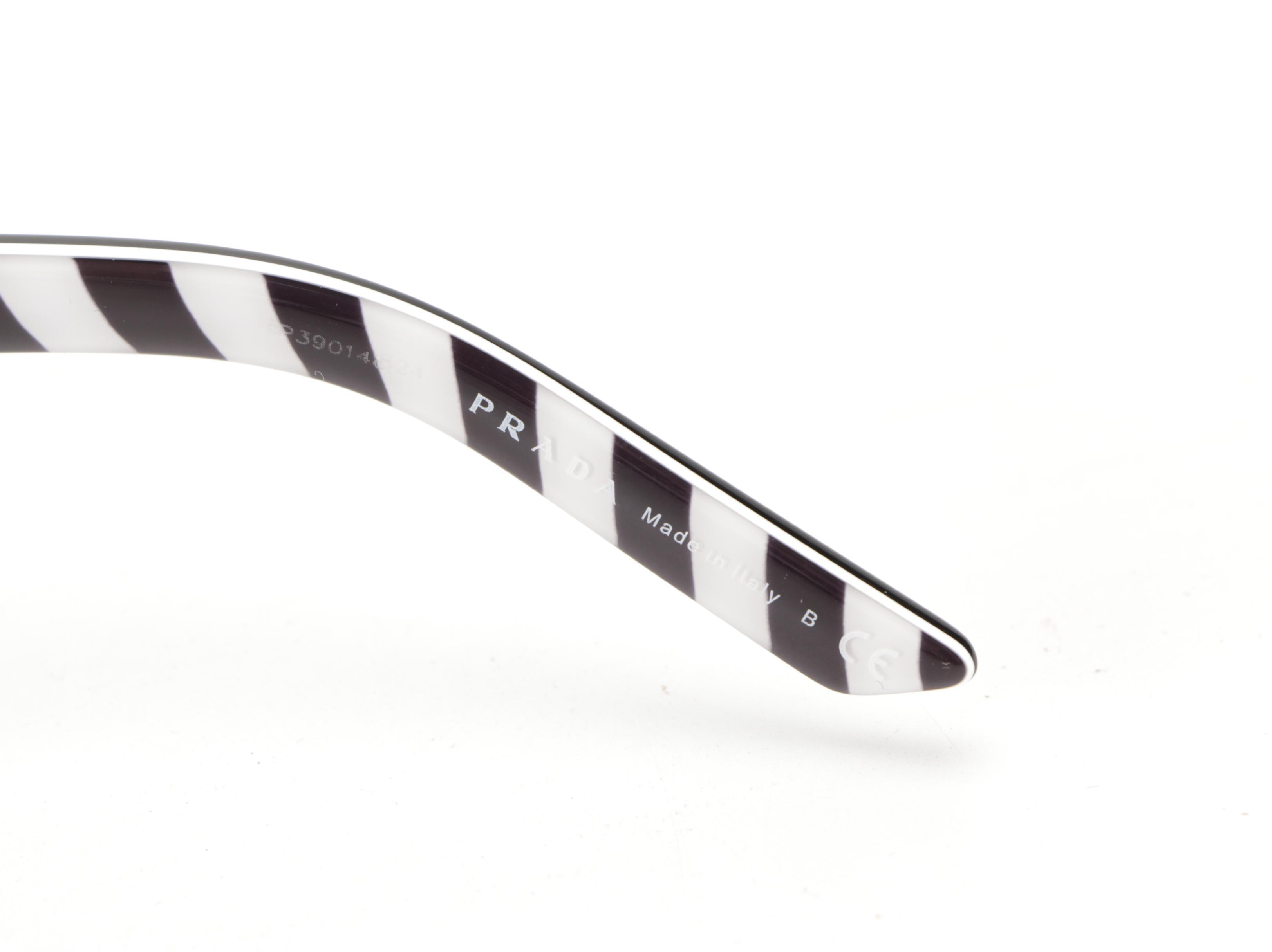 Prada SPR04V Rectangular Sunglasses in Black and Grey with Case