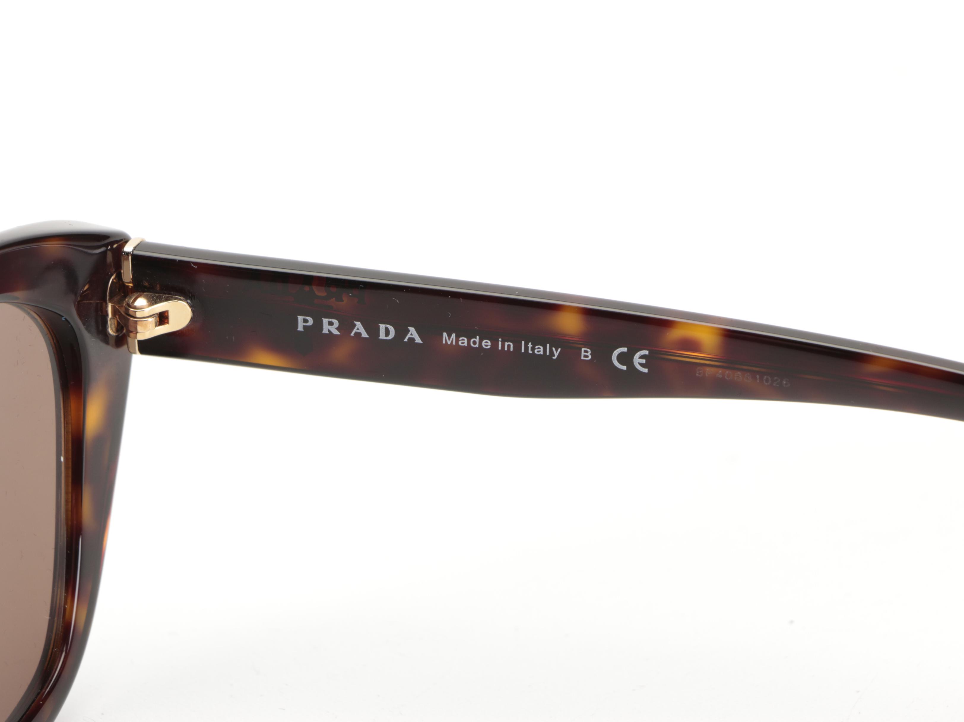 Prada SPR16X Modified Cat Eye Sunglasses in Havana with Case and Box