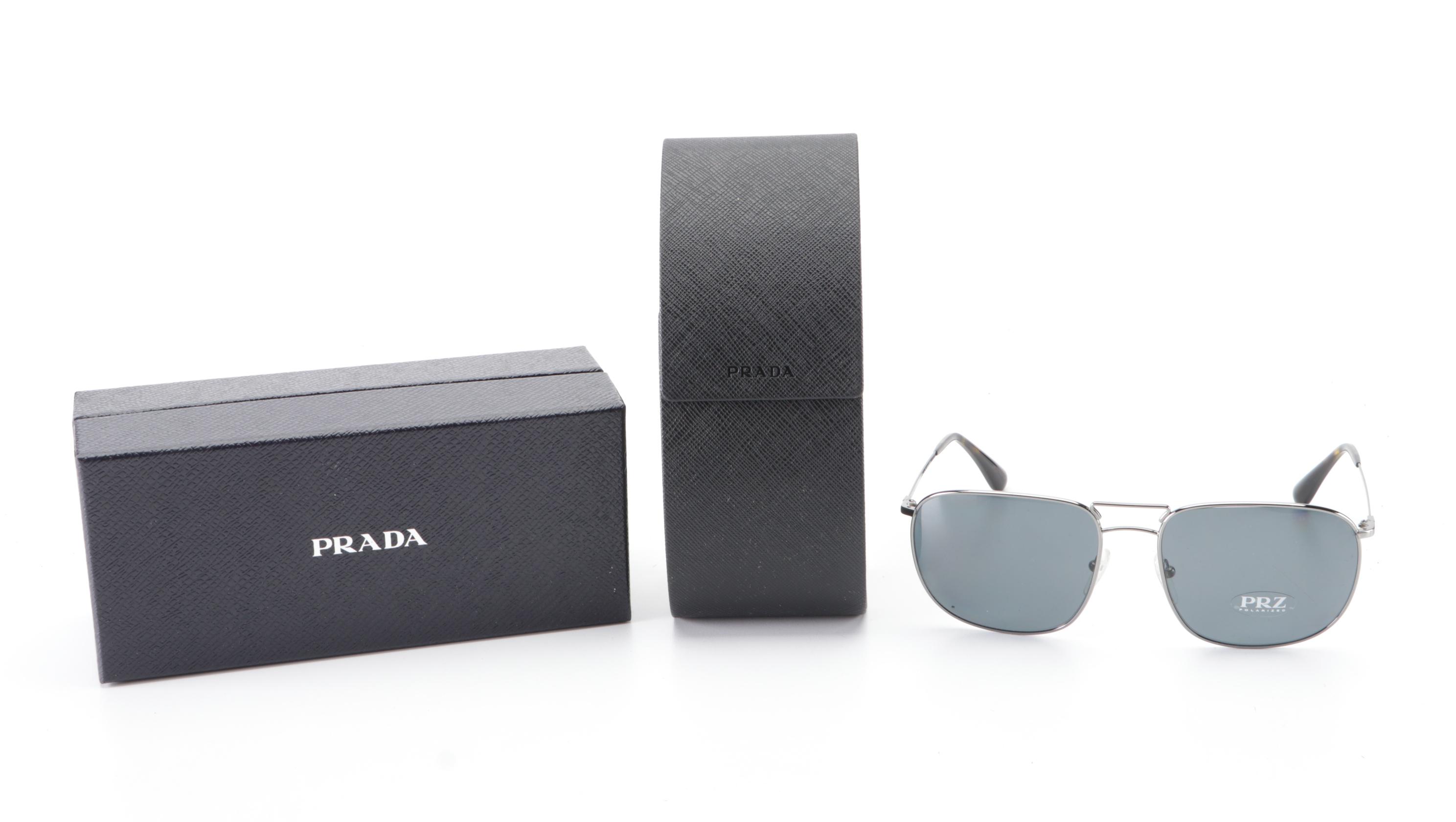 Prada SPR52T Aviator Sunglasses Polarized in Metal Frame with Case