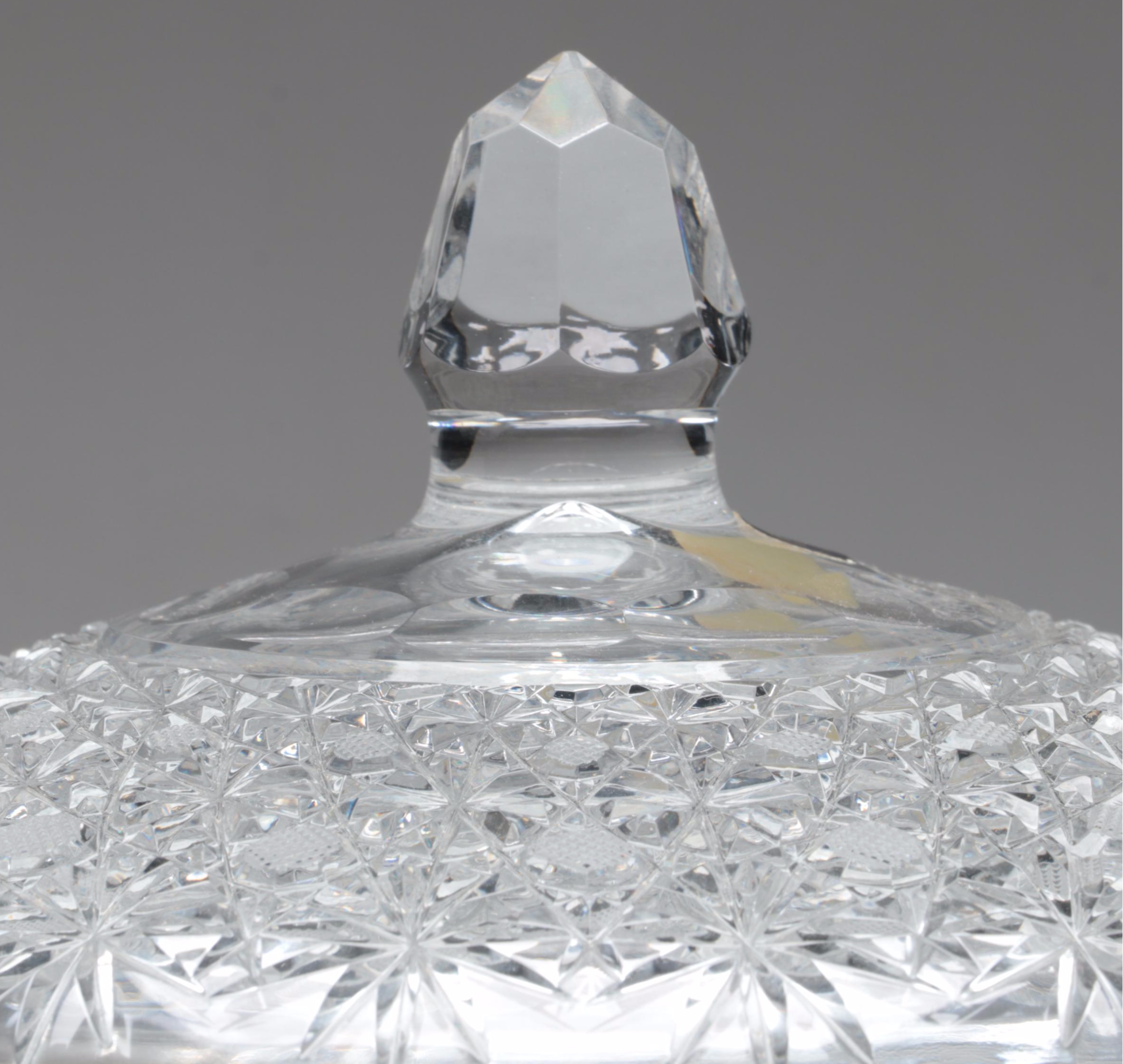 500 PK Cut Czech Crystal Punch Cups and Tray with Lausitzer Lidded Punch Bowl