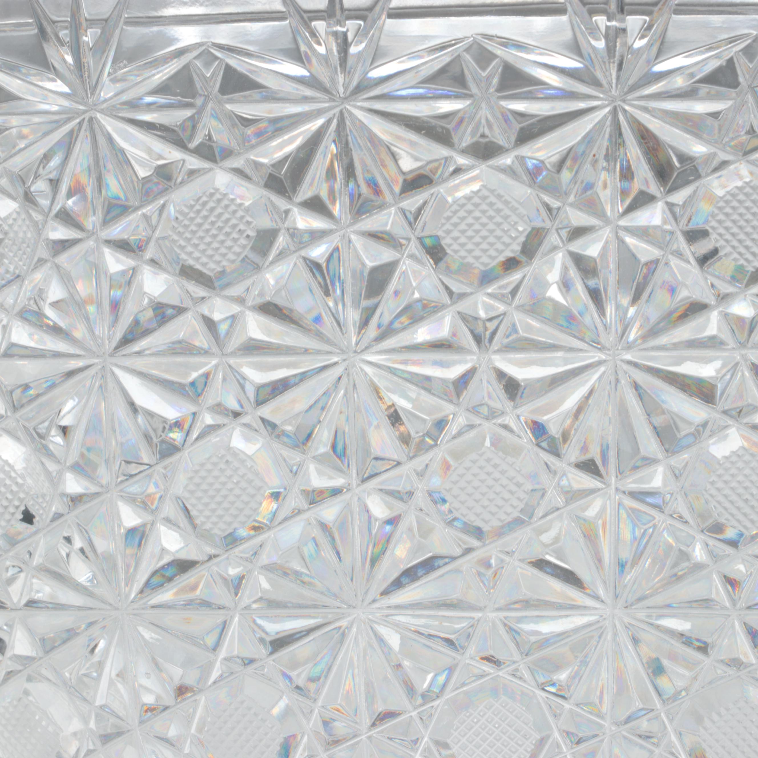 500 PK Cut Czech Crystal Punch Cups and Tray with Lausitzer Lidded Punch Bowl