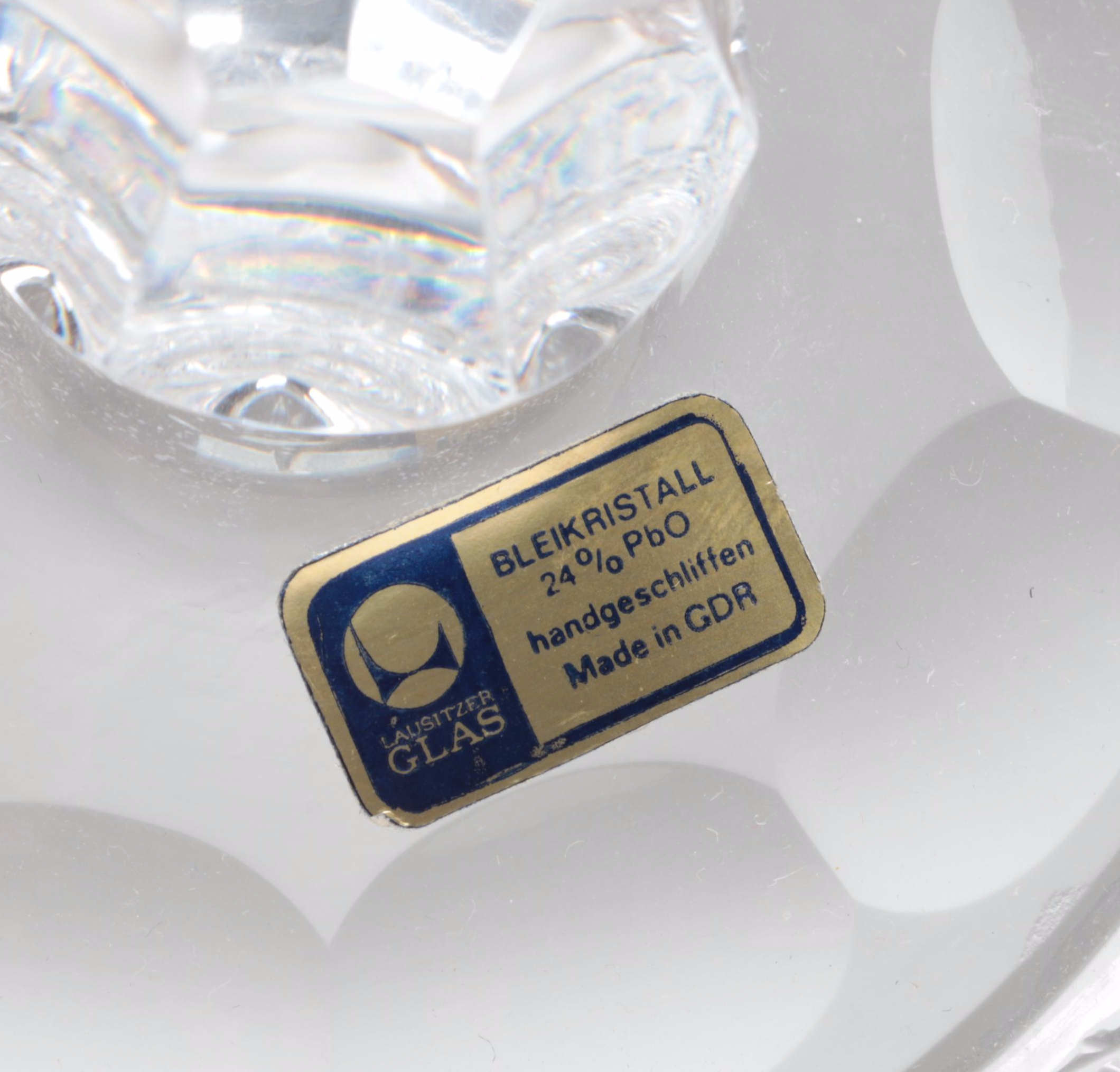 500 PK Cut Czech Crystal Punch Cups and Tray with Lausitzer Lidded Punch Bowl