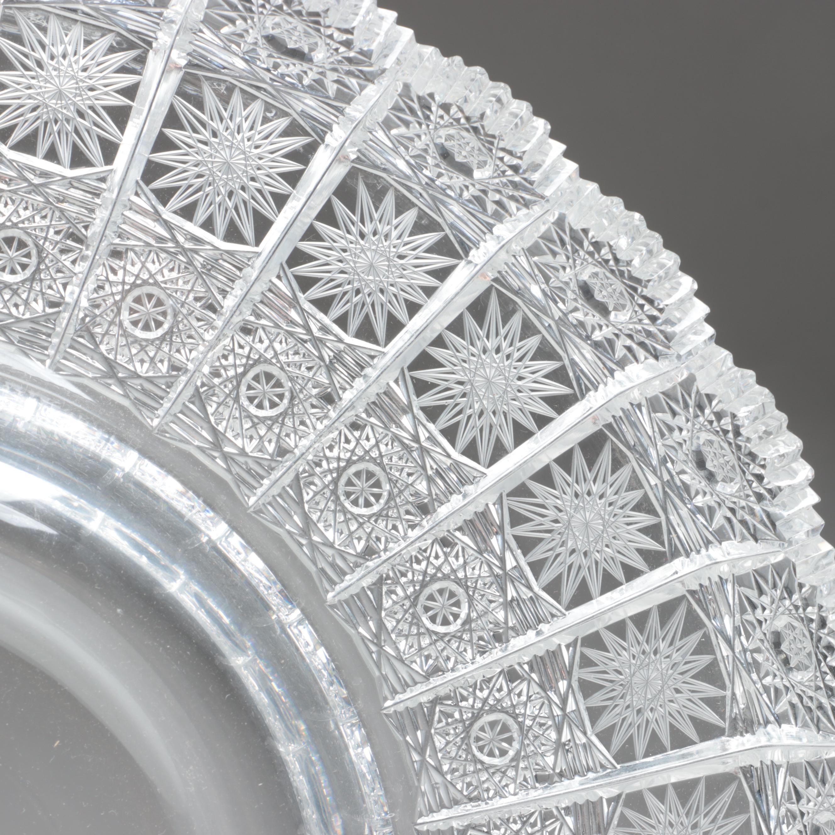 500 PK Cut Czech Crystal Punch Cups and Tray with Lausitzer Lidded Punch Bowl