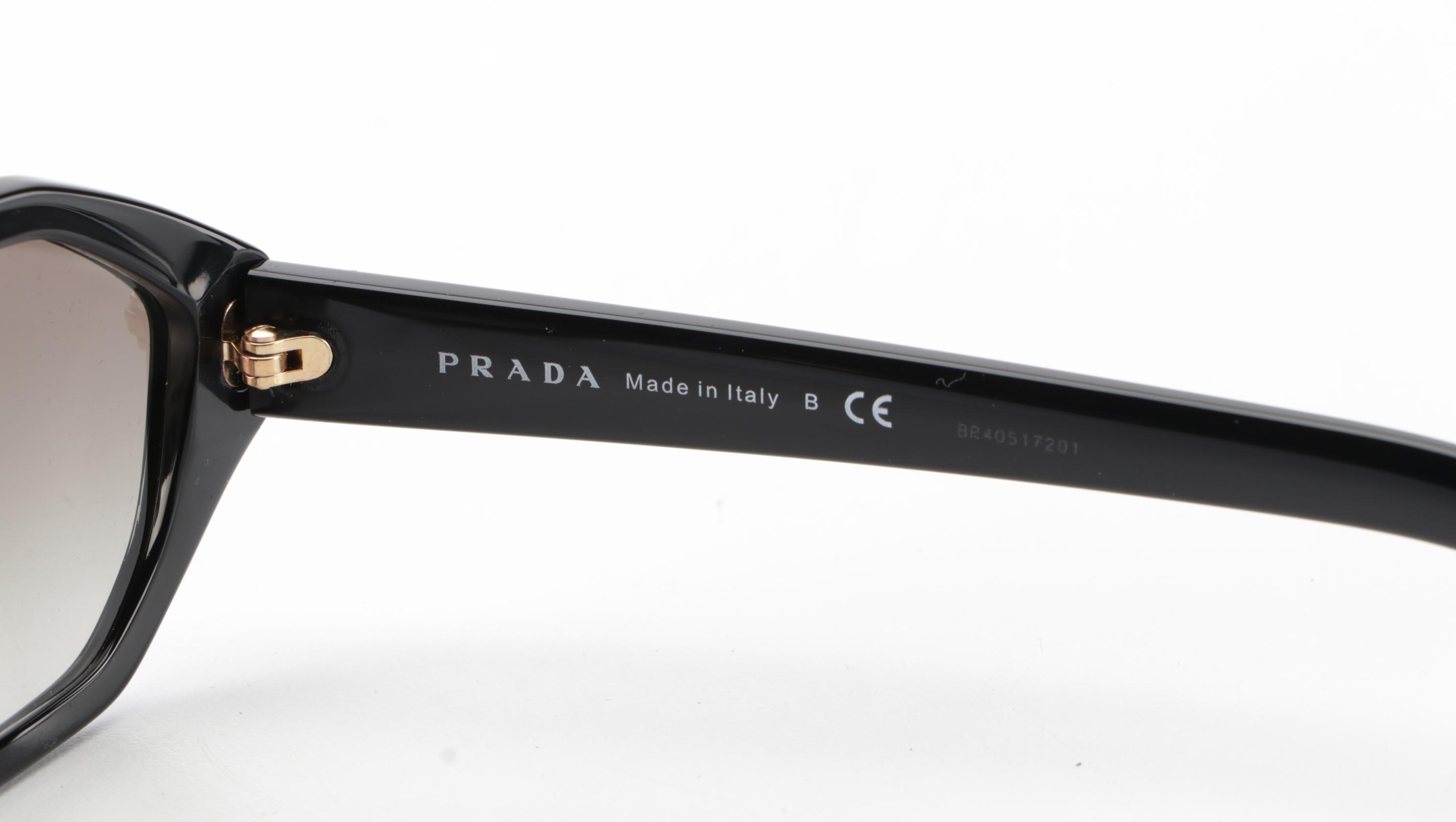 Prada SPR20V Geometric Sunglasses in Black with Case and Box