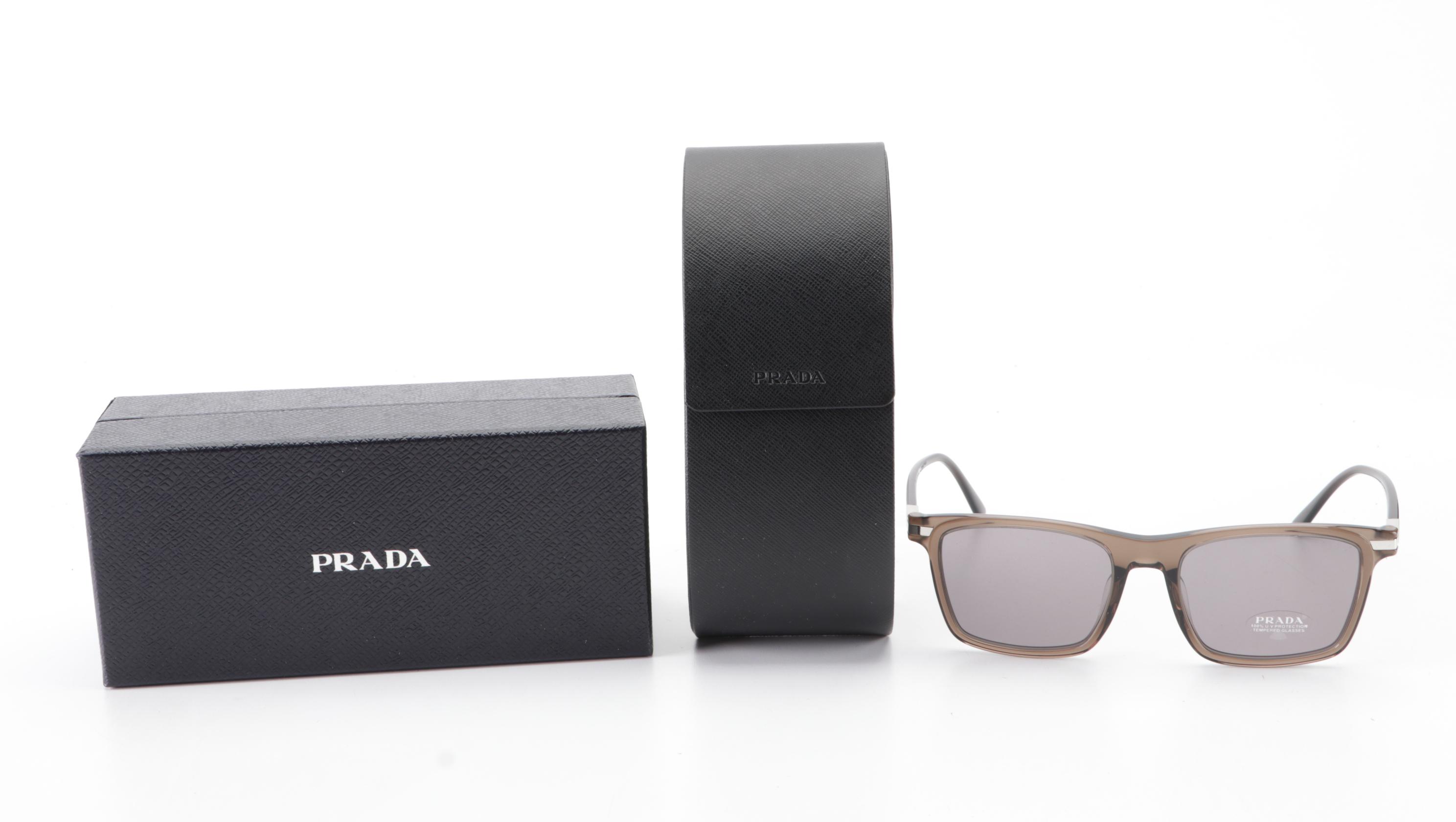 Prada PR 19X-F Square Sunglasses in Translucent Acetate with Case
