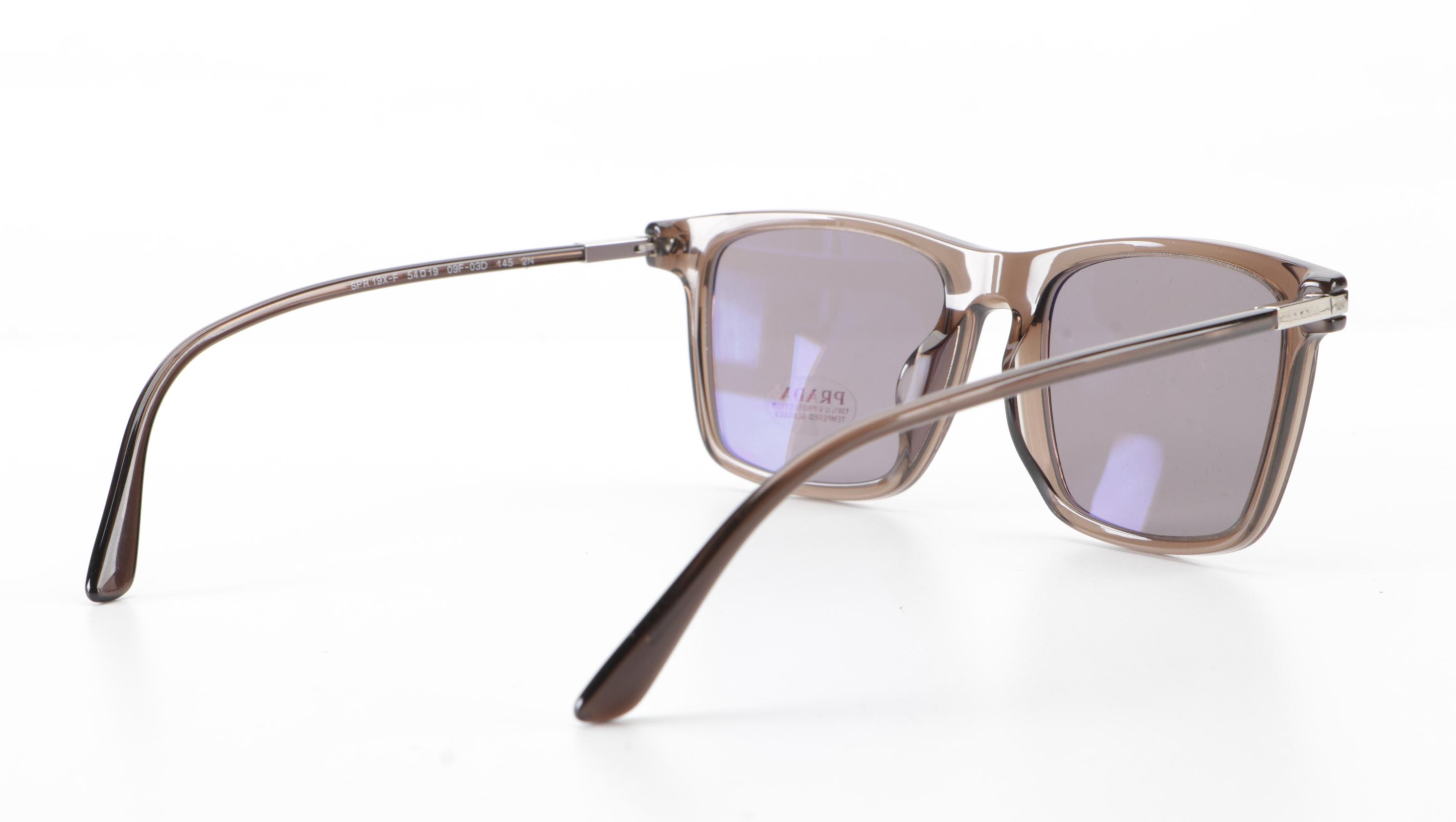 Prada PR 19X-F Square Sunglasses in Translucent Acetate with Case