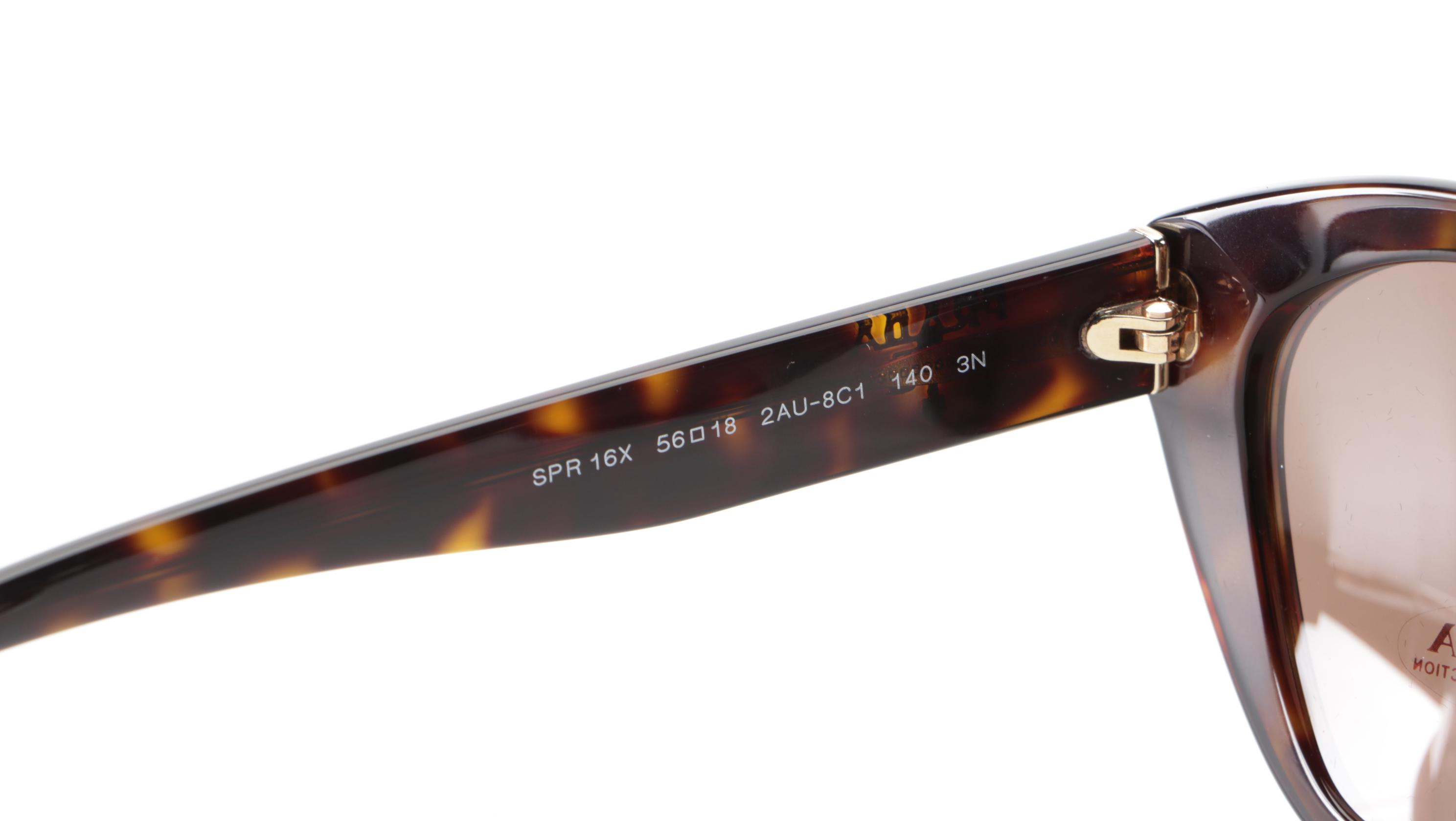 Prada SPR 16X Modified Cat Eye Sunglasses in Tortoise Acetate with Case and Box