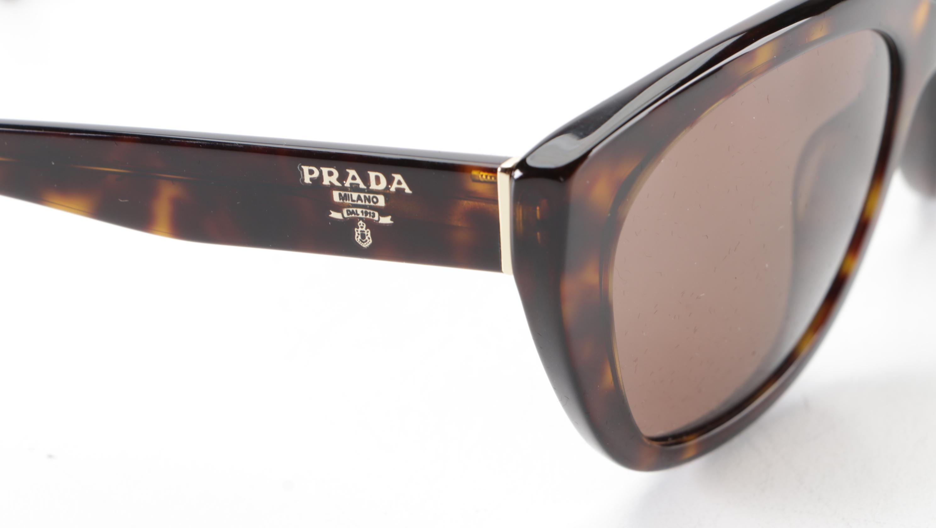 Prada SPR 16X Modified Cat Eye Sunglasses in Tortoise Acetate with Case and Box