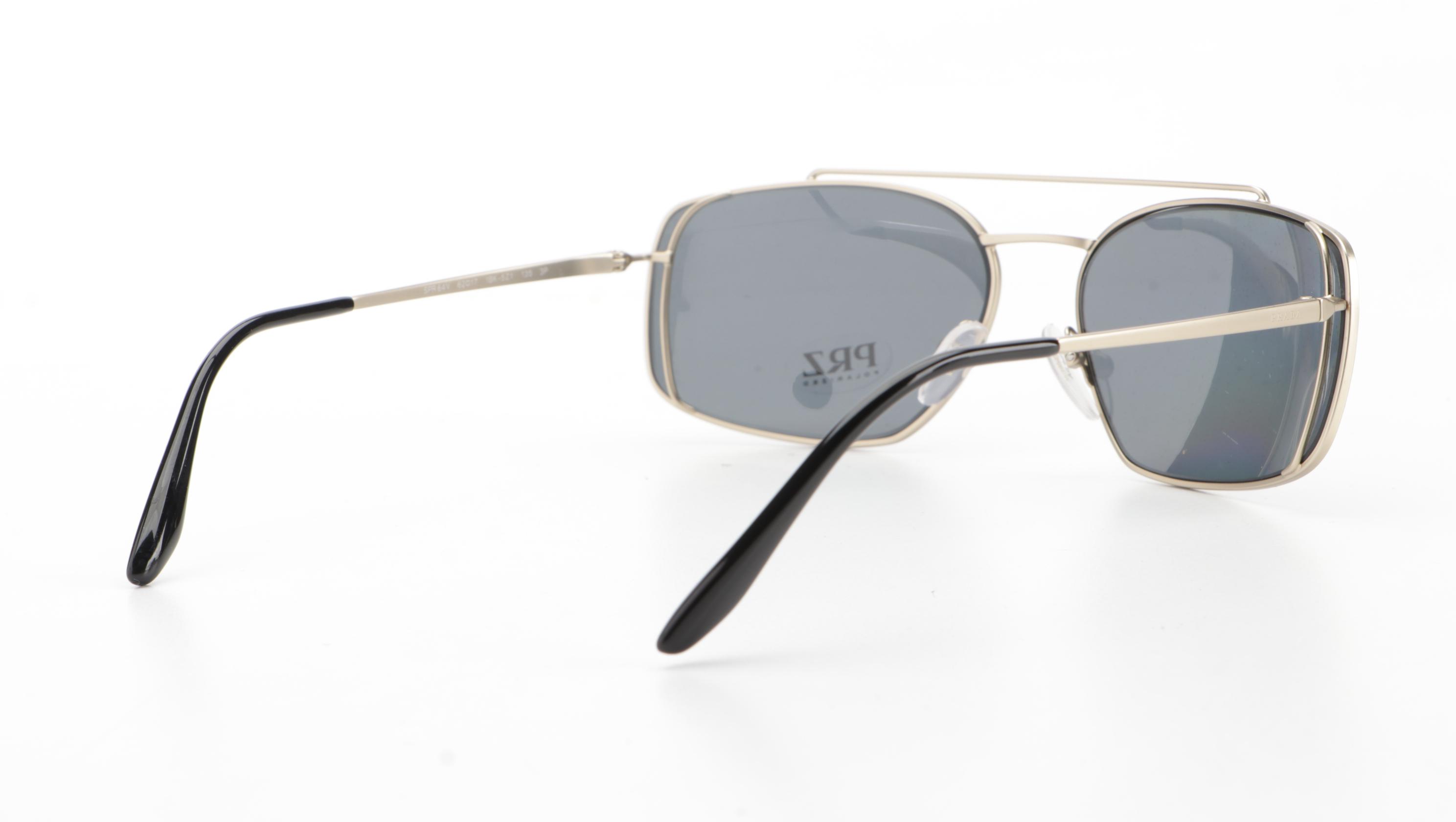 Prada SPR 64V Polarized Rectangular Sunglasses with Case and Box