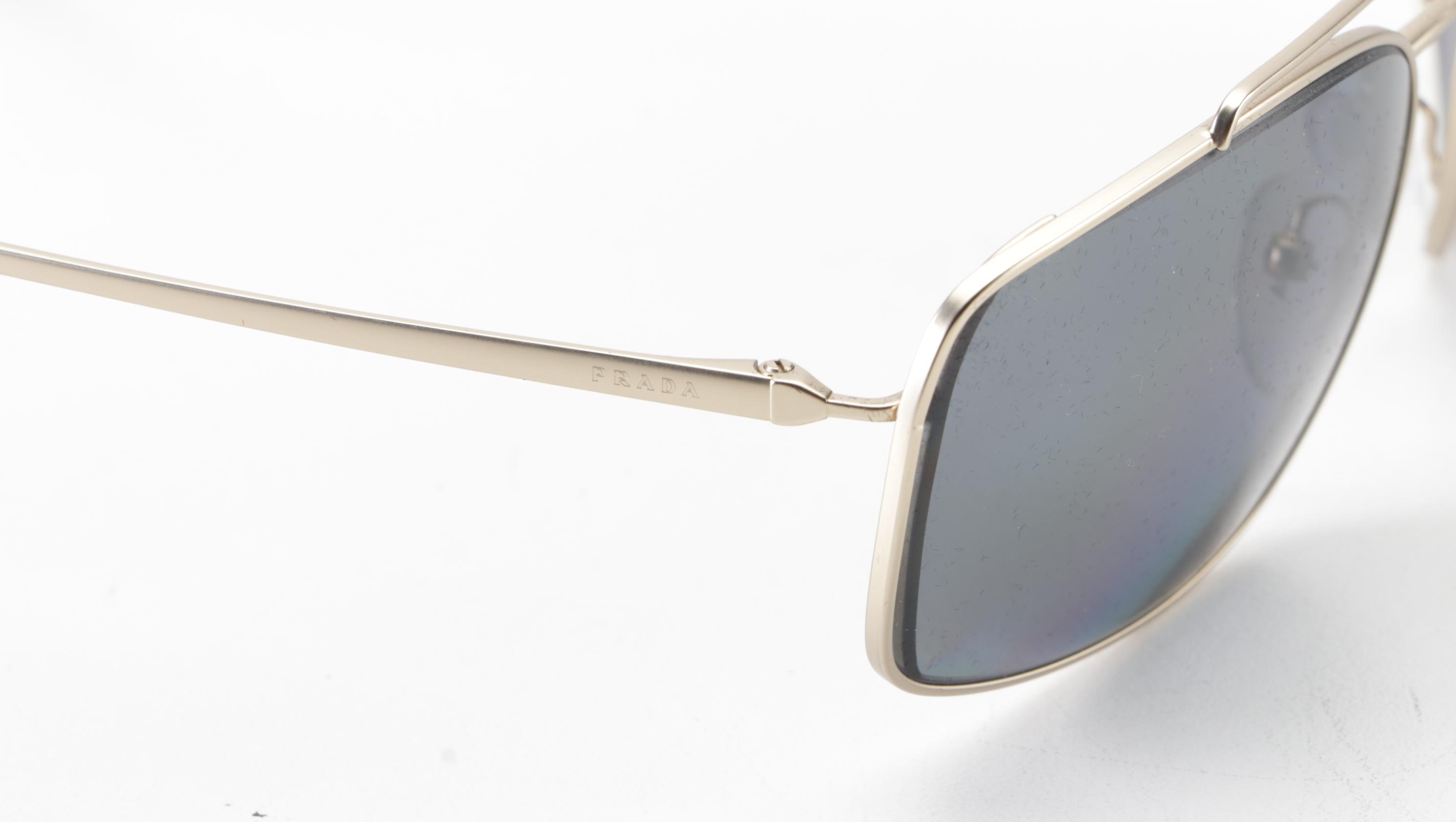 Prada SPR 64V Polarized Rectangular Sunglasses with Case and Box