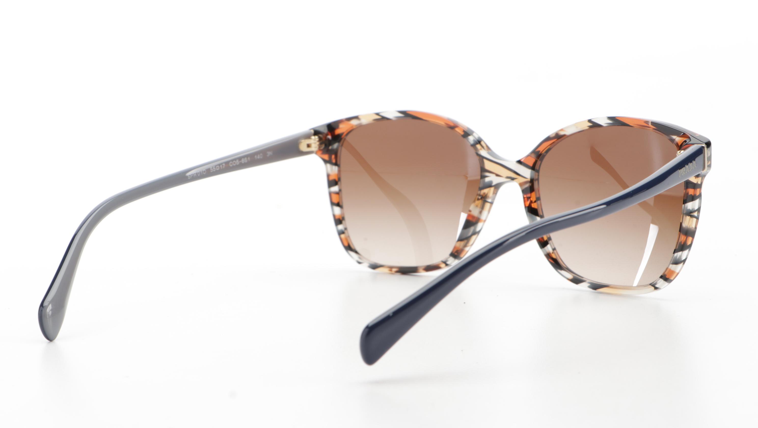 Prada SPR 01OS Square Sunglasses in Tortoise Acetate with Case and Box