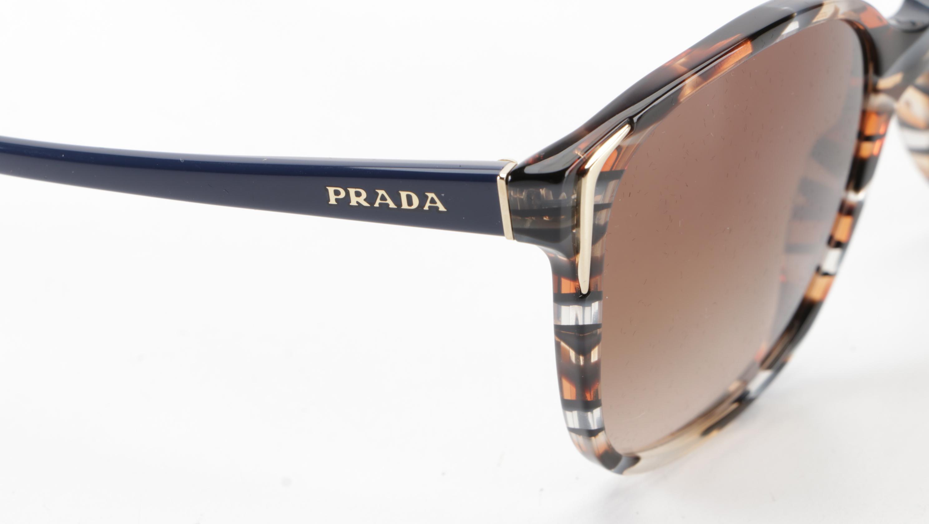 Prada SPR 01OS Square Sunglasses in Tortoise Acetate with Case and Box