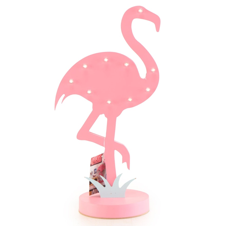 Pink Wooden Cutout LED Light-Up Flamingo